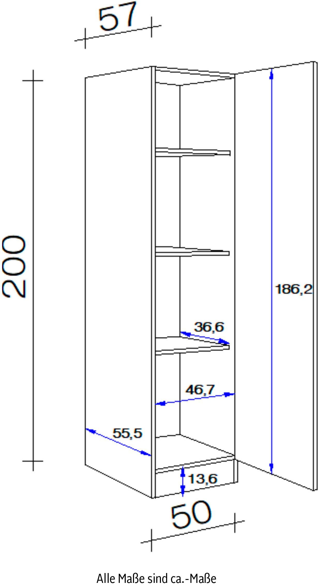 Flex-Well Seitenschrank »Vintea«, (B x H x T) 50 x 200 x 57 cm, für viel Stauraum