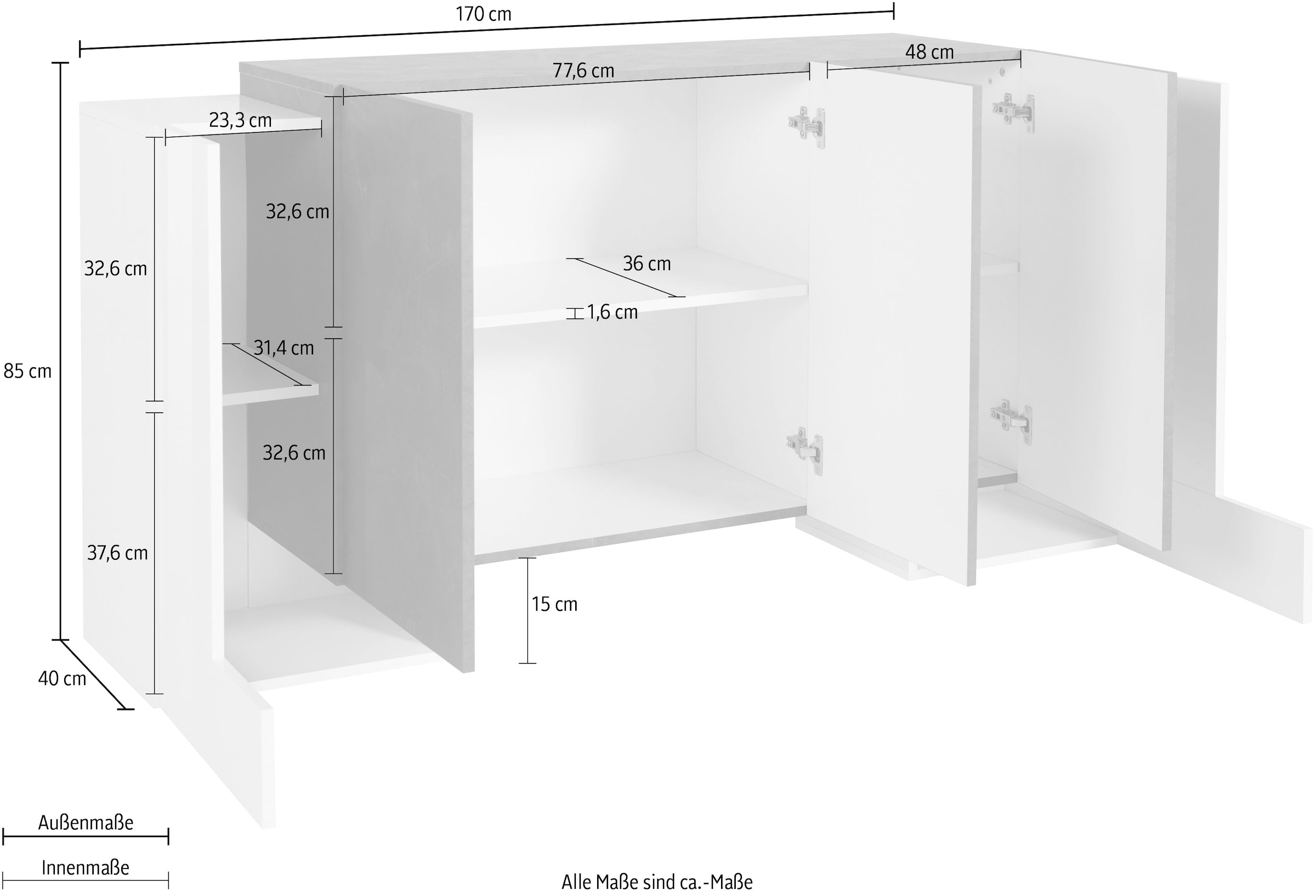 INOSIGN Sideboard »Pillon«, Breite 170 cm