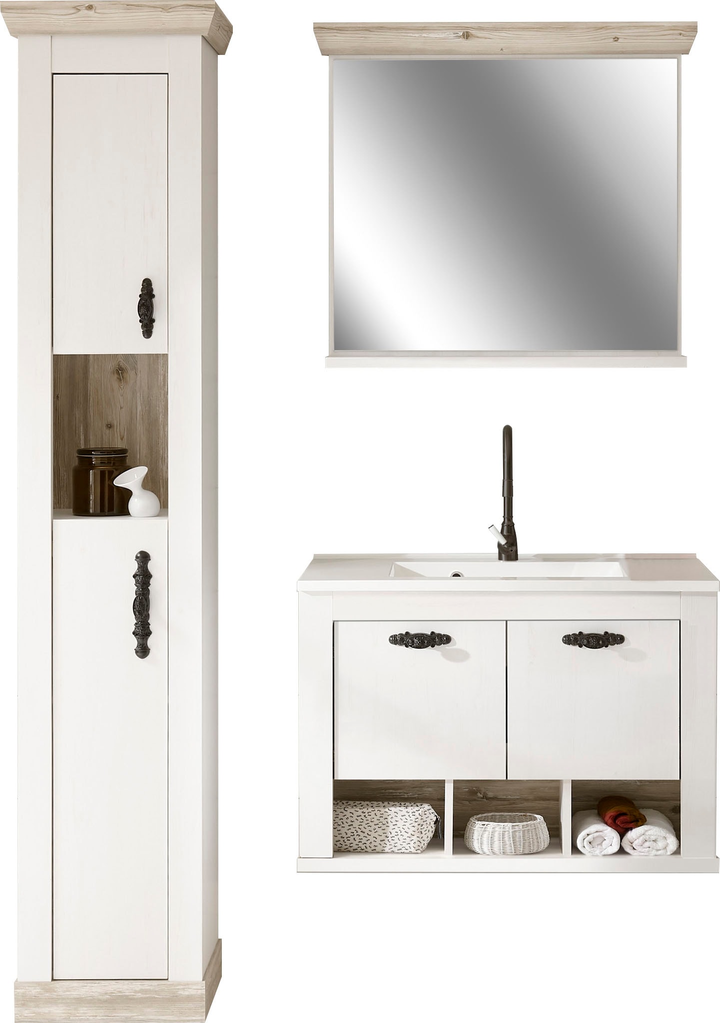 Home affaire Badmöbel-Set "Florenz, Bad im Landhausstil, 3-teiliges Badezim günstig online kaufen