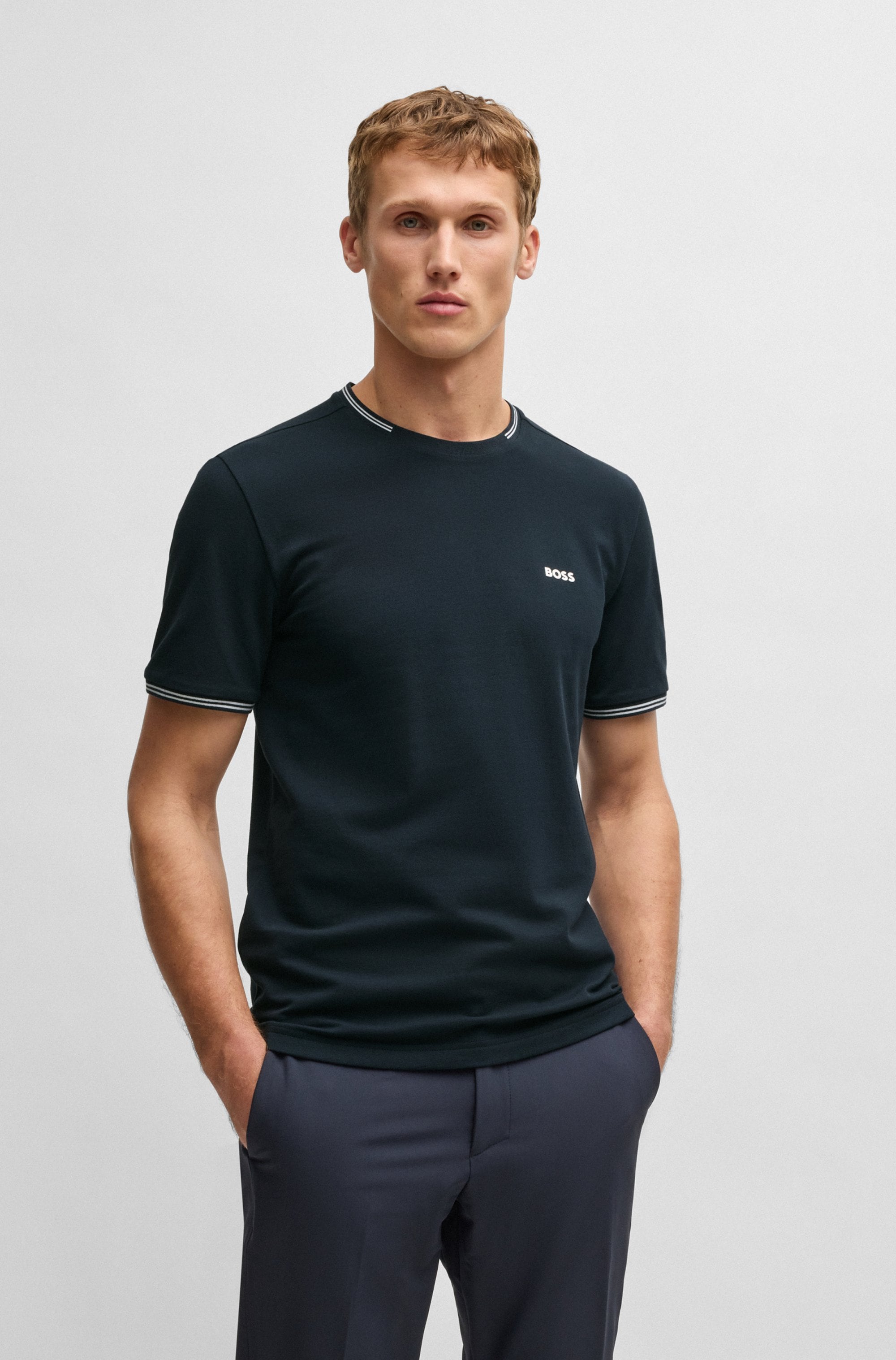 BOSS GREEN T-Shirt "Taul", mit kontrastfarbenen Streifendetails günstig online kaufen