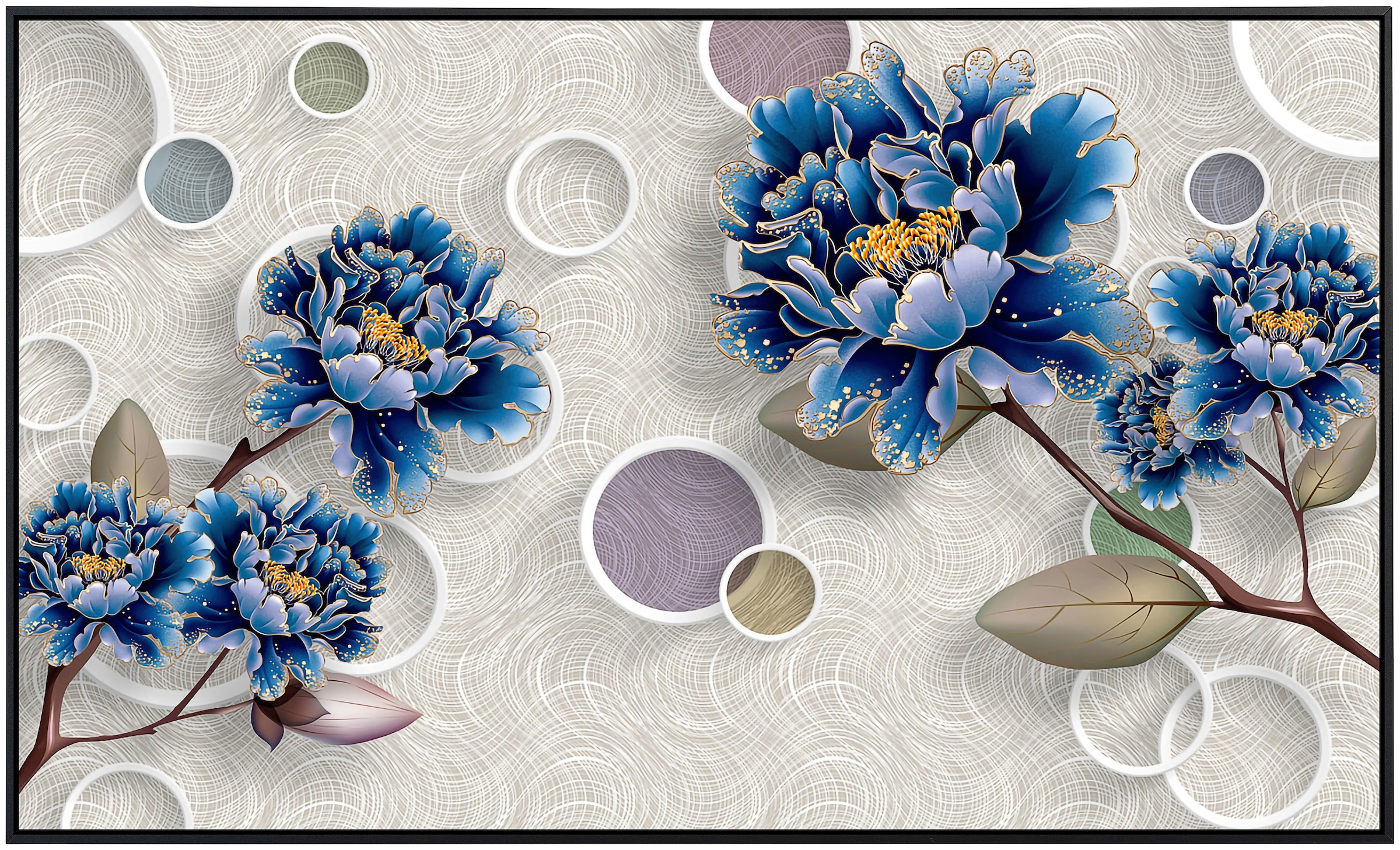 Papermoon Infrarotheizung »Muster mit Blumen blau«, sehr angenehme Strahlungswärme