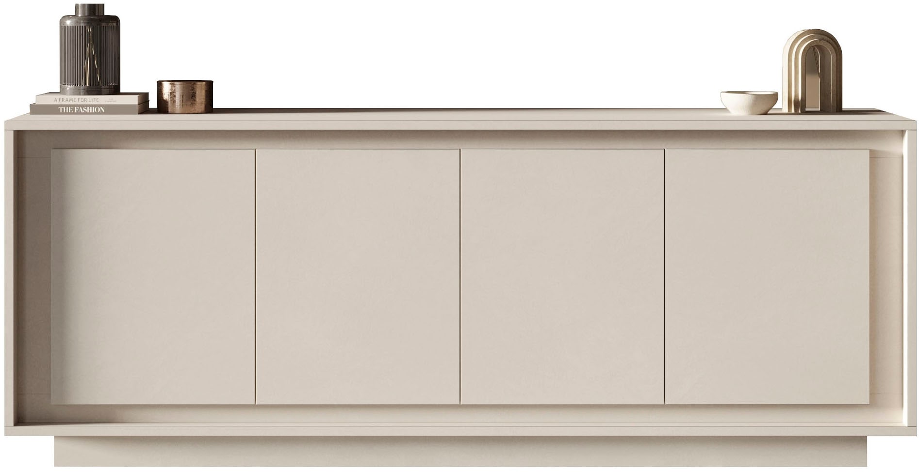 Home affaire Sideboard "Sky, B/T 207/50 cm, Kommode/Anrichte/Stauraumschrank, 4 Türen" Softclosing, Korpus & Front 22 mm stark, Rahmen-Optik
