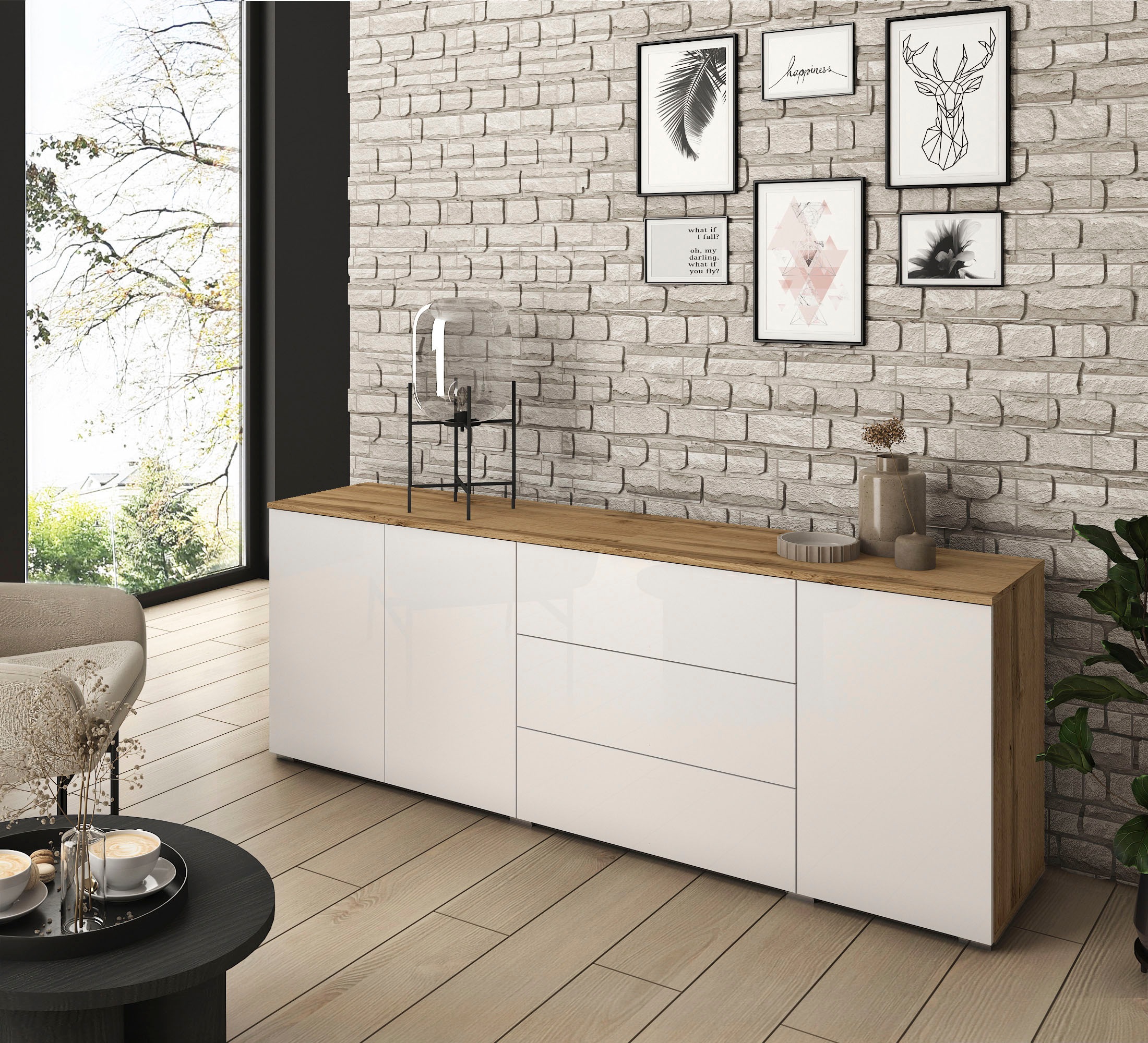 OTTO home Sideboard "PARIS" 1 Stk. tlg. Moderne 190cm breite grifflose Komm günstig online kaufen