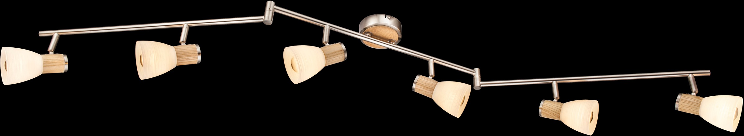 GLOBO LIGHTING Deckenspot »GYLFI« E14 1 Stk. Strahler Nickel/Holz, Glas opal/gestreift, E14
