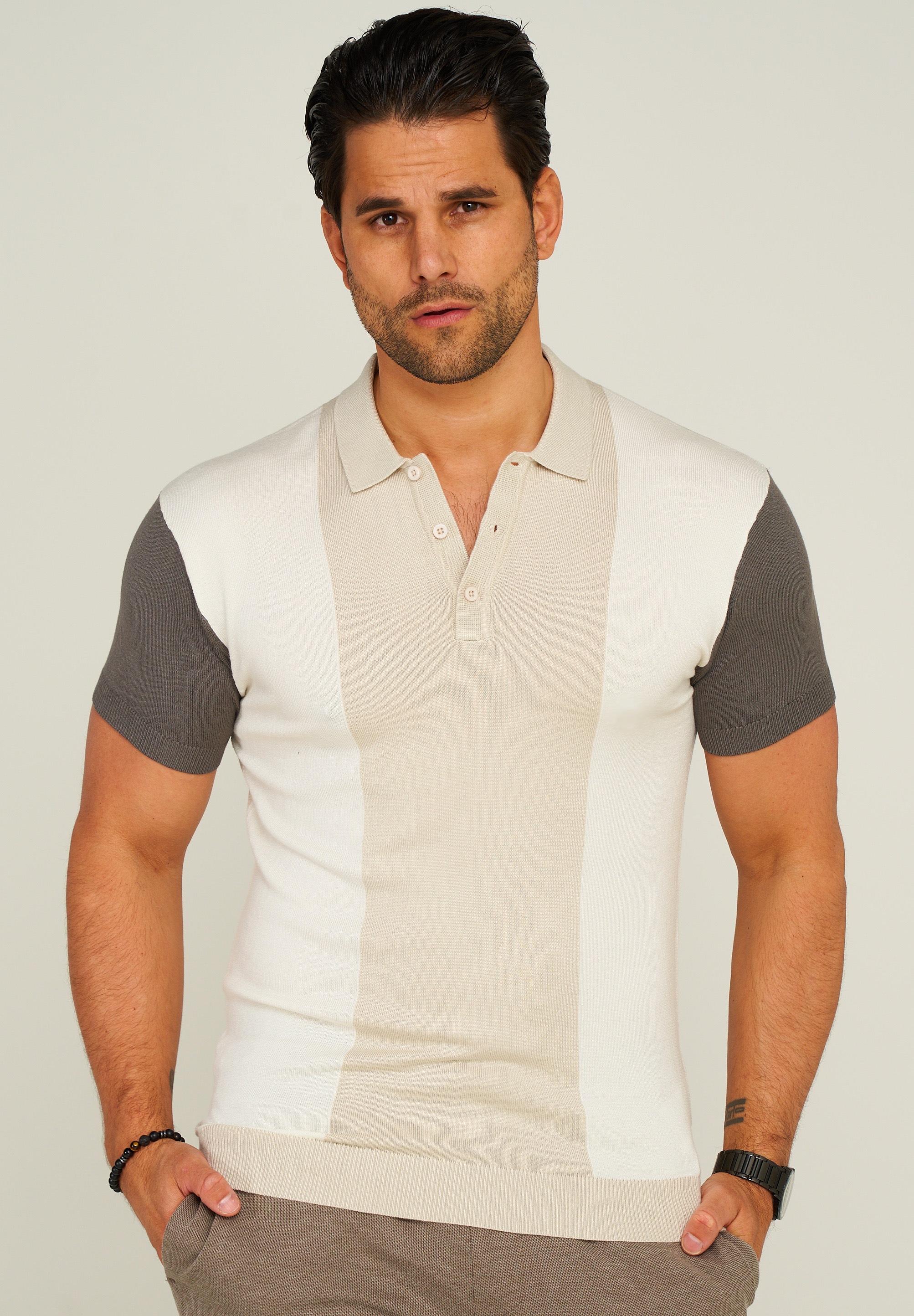 behype Polo marškinėliai »KNIT POLO« su Colou...