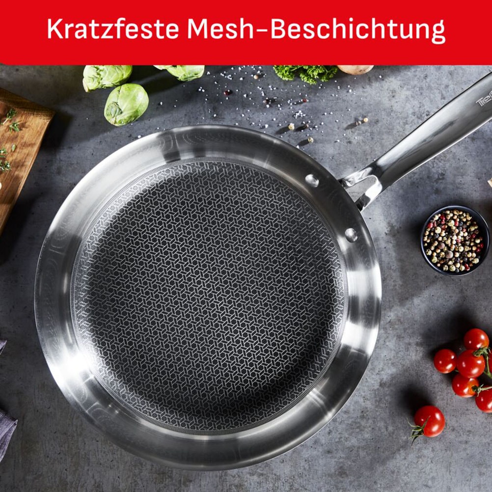 Tefal Bratpfanne »Eternal Mesh« Edelstahl 18/10 1 Stk. tlg. Triply3-Schicht-Material, Mesh-Beschichtung, alle Herdarten, Induktion