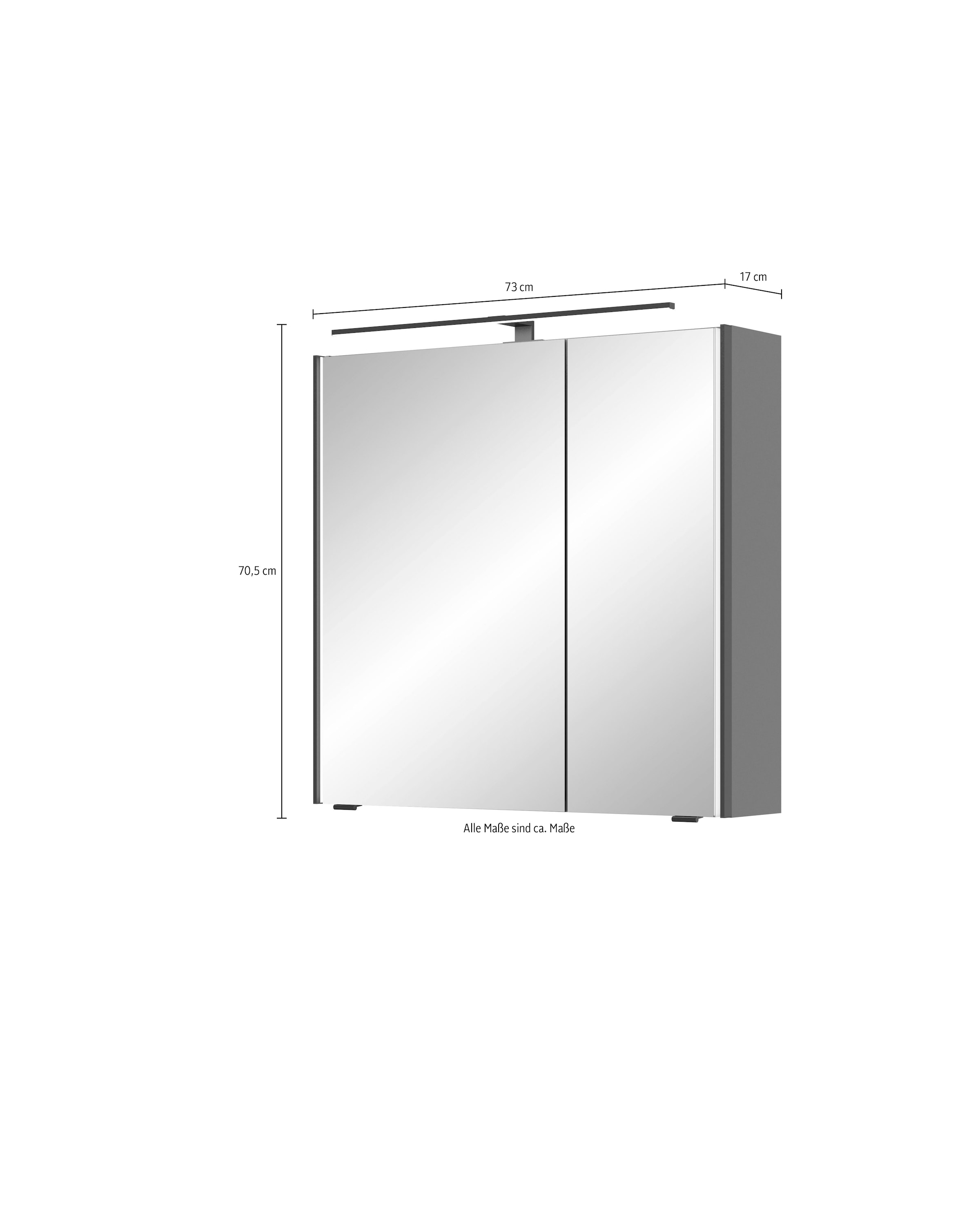 Saphir Spiegelschrank »Serie 7045 Badezimmer-Spiegelschrank inkl. LED-Beleuchtung, 2 Türen«, Badschrank 73,2 cm breit, inkl. LEDplus Schalter und Türdämpfer
