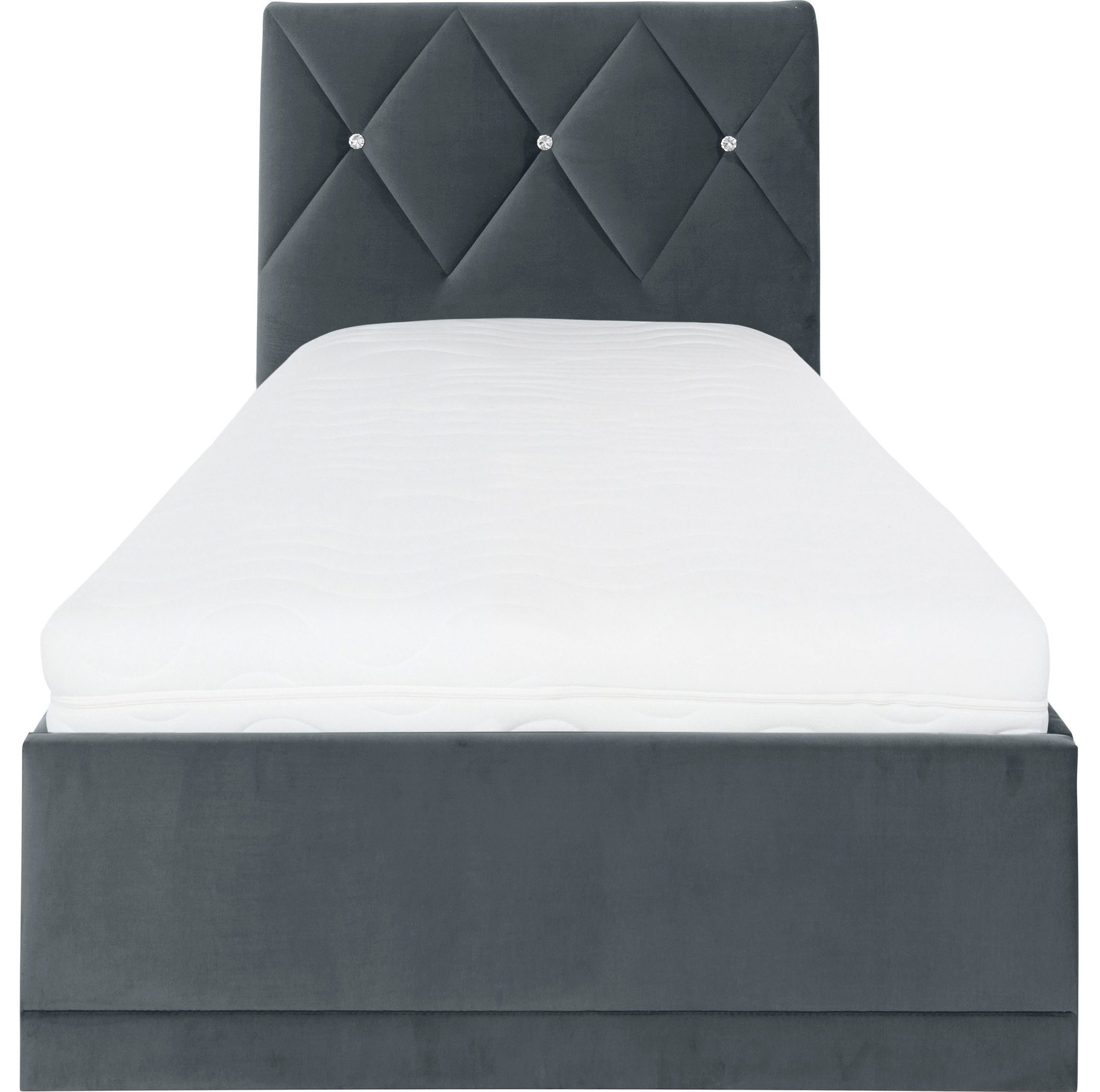 Polsterbett "Adamas", grau, L:210cm, Bezug: 100% Polyester, Polsterung: Polsterwatte, Material Gestell: gepolsterter Holzwerkstoff, WESTFALIA SCHLAFKOMFORT, Betten, Polsterbett, auch mit Bettkasten, Knopfheftung mit Strasssteinen 9