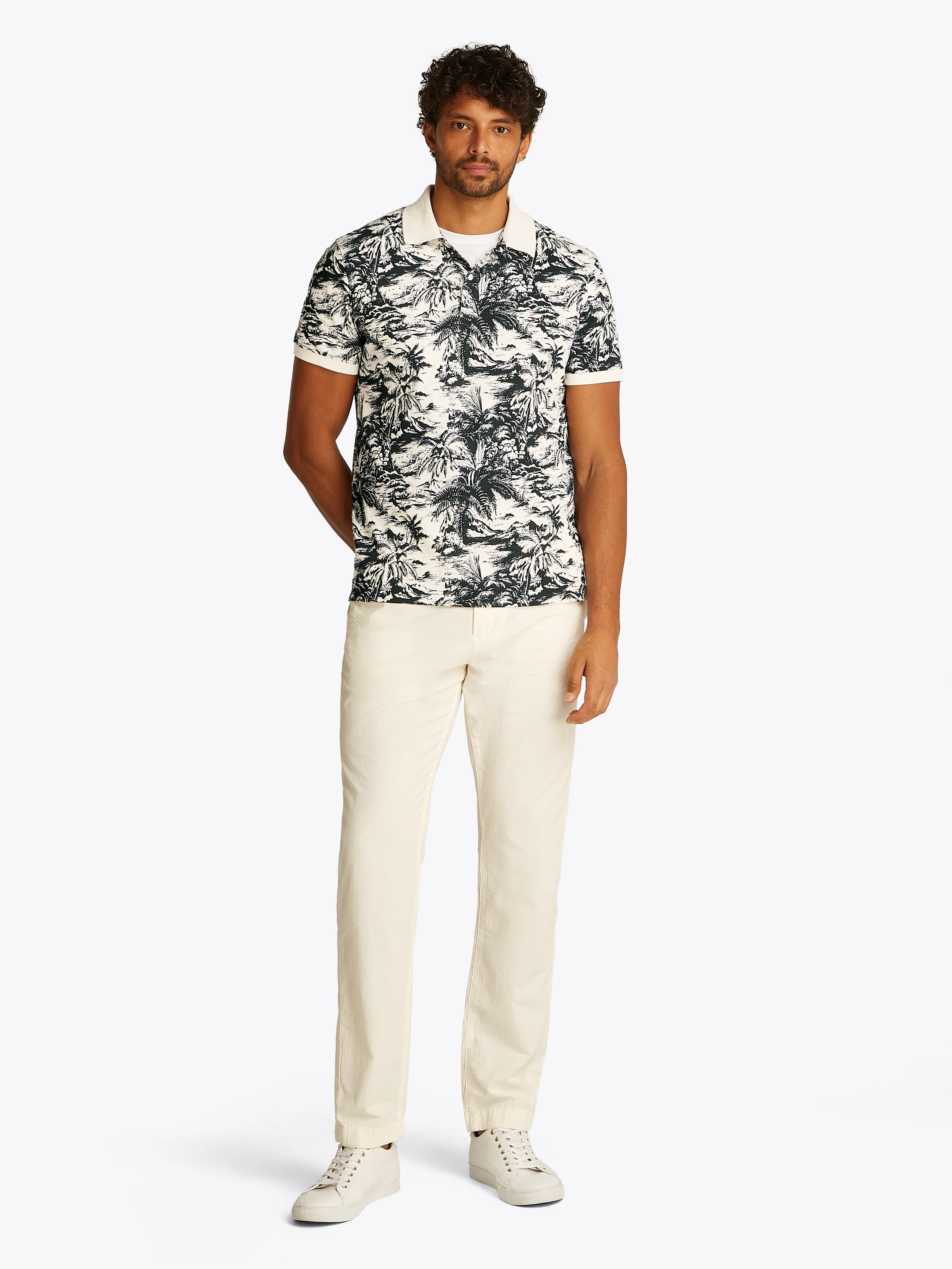 Tommy Hilfiger Poloshirt »ALL OVER PRINT LINEN REG POLO«, mit Palmenprint