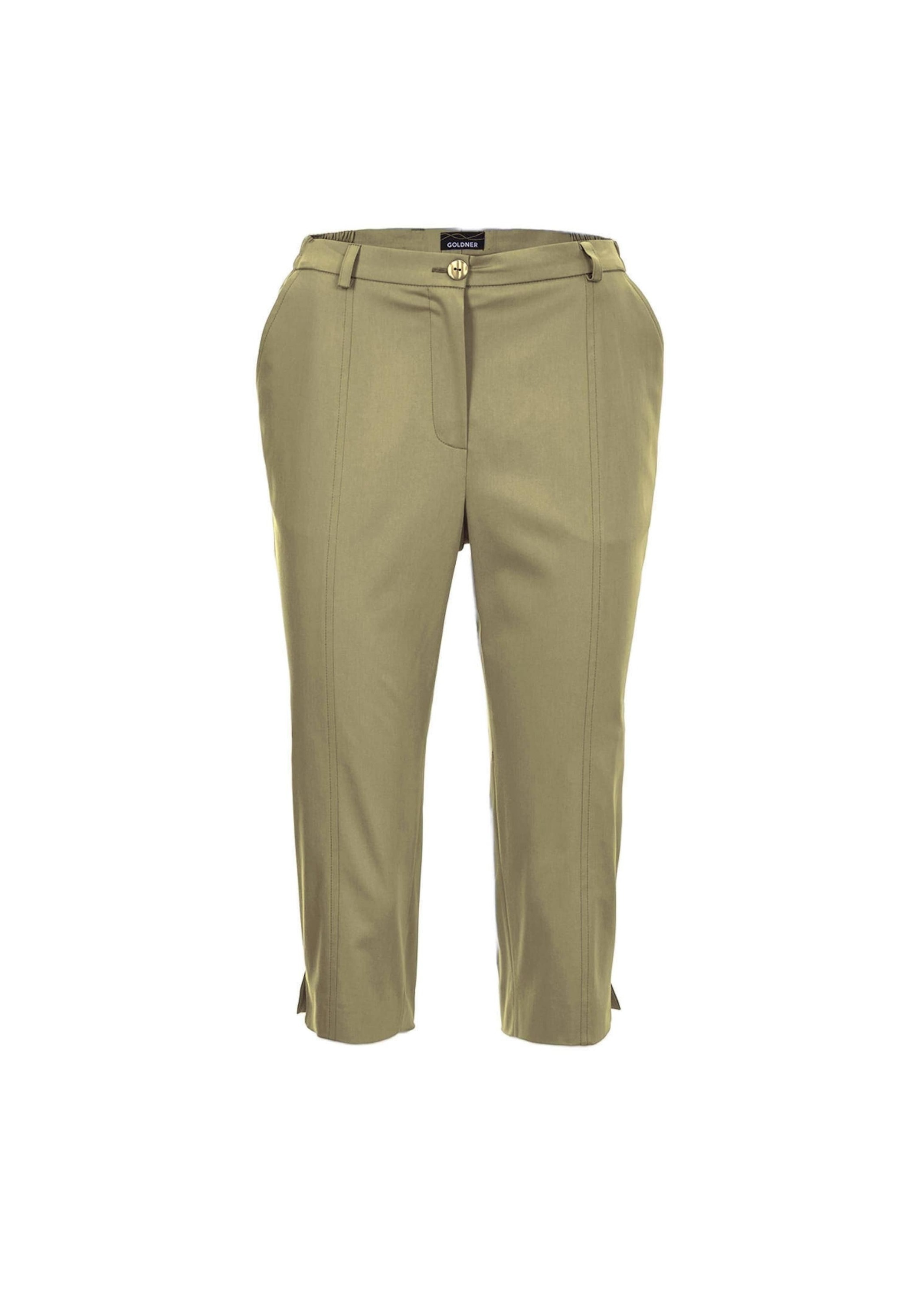 GOLDNER Caprihose "Kurzgröße Sportive Capri-Hose aus trageangenehmen Satin" Perfekt sitzende und anschmiegsame Pasform