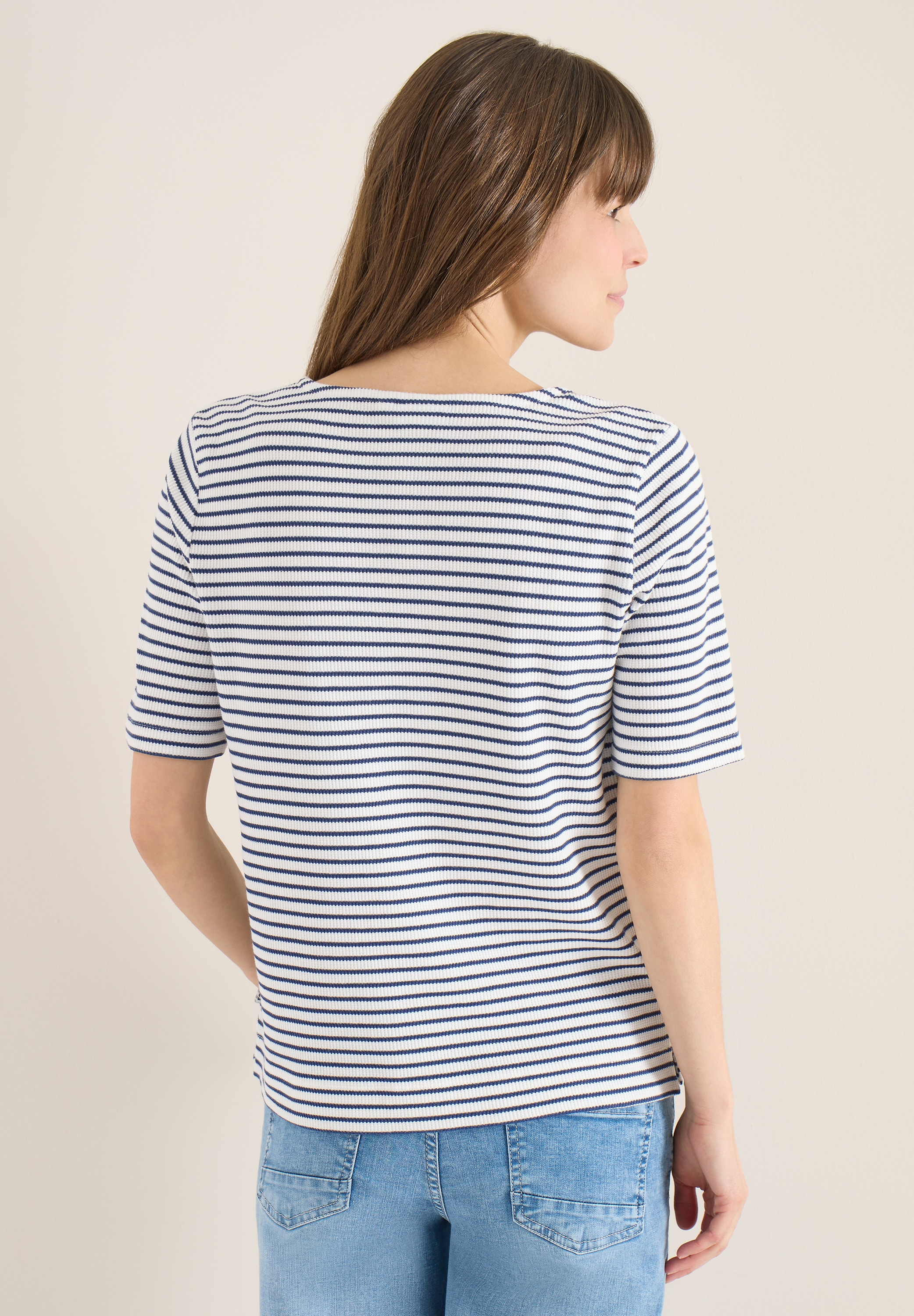 Cecil T-Shirt mit abgerundetem V-Ausschnitt