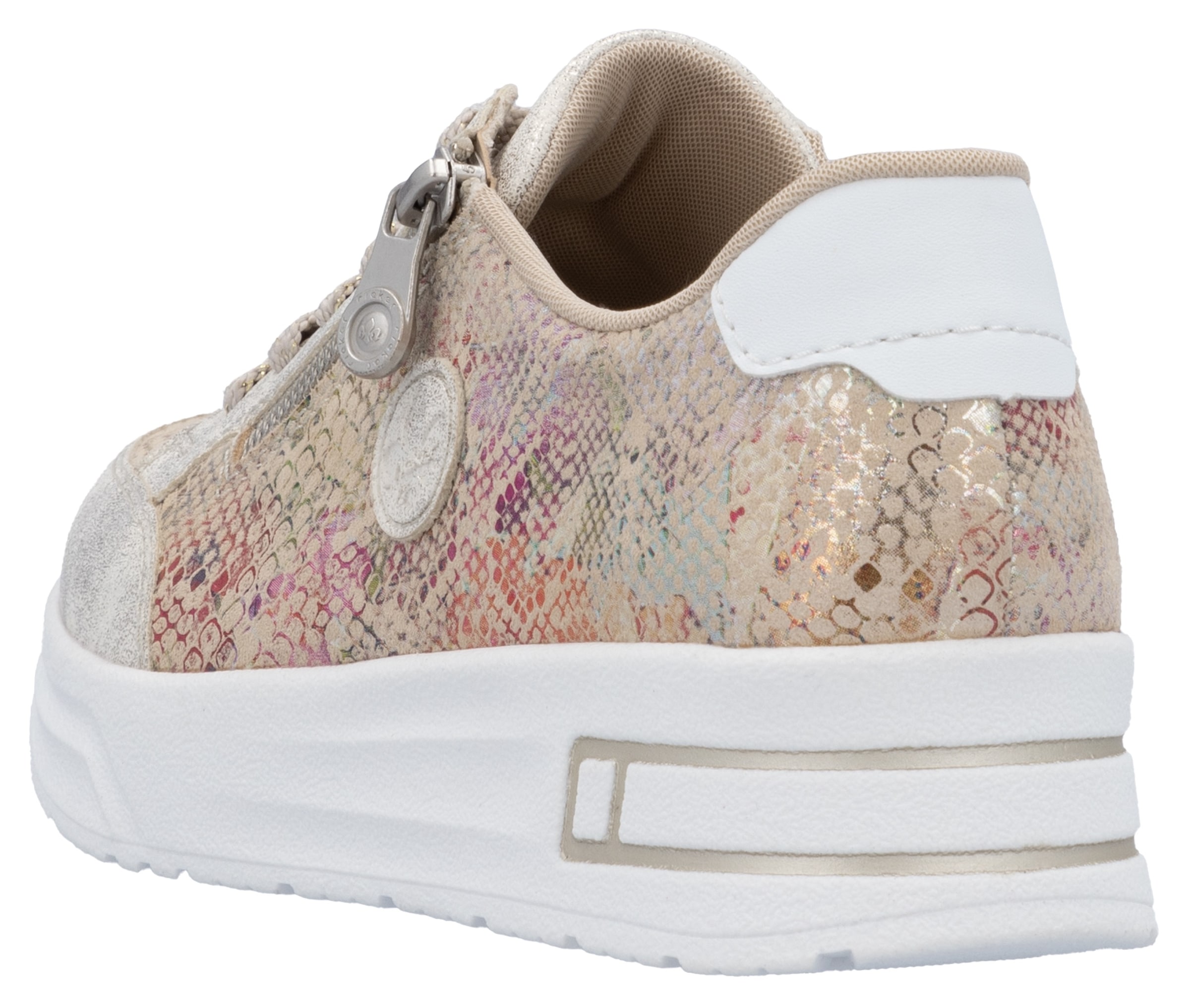 Rieker Plateausneaker, Freizeitschuh, Schnürschuh, Halbschuh mit dezentem Goldschimmer