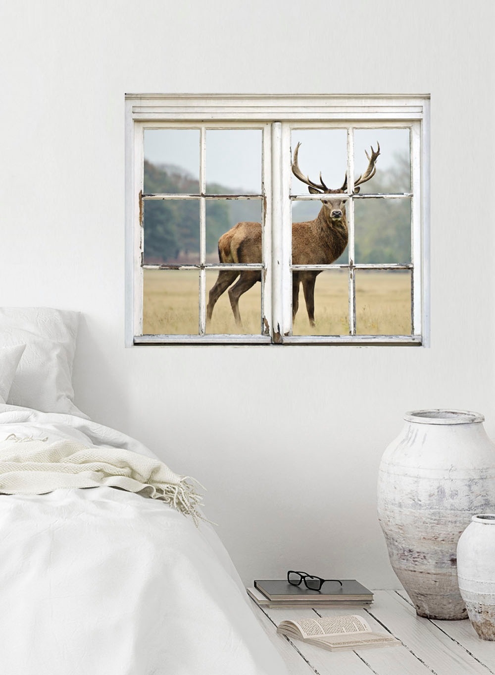 queence Wandsticker "Hirsch", Wandsticker, Wandbild, selbstklebend, 3D, Fen günstig online kaufen