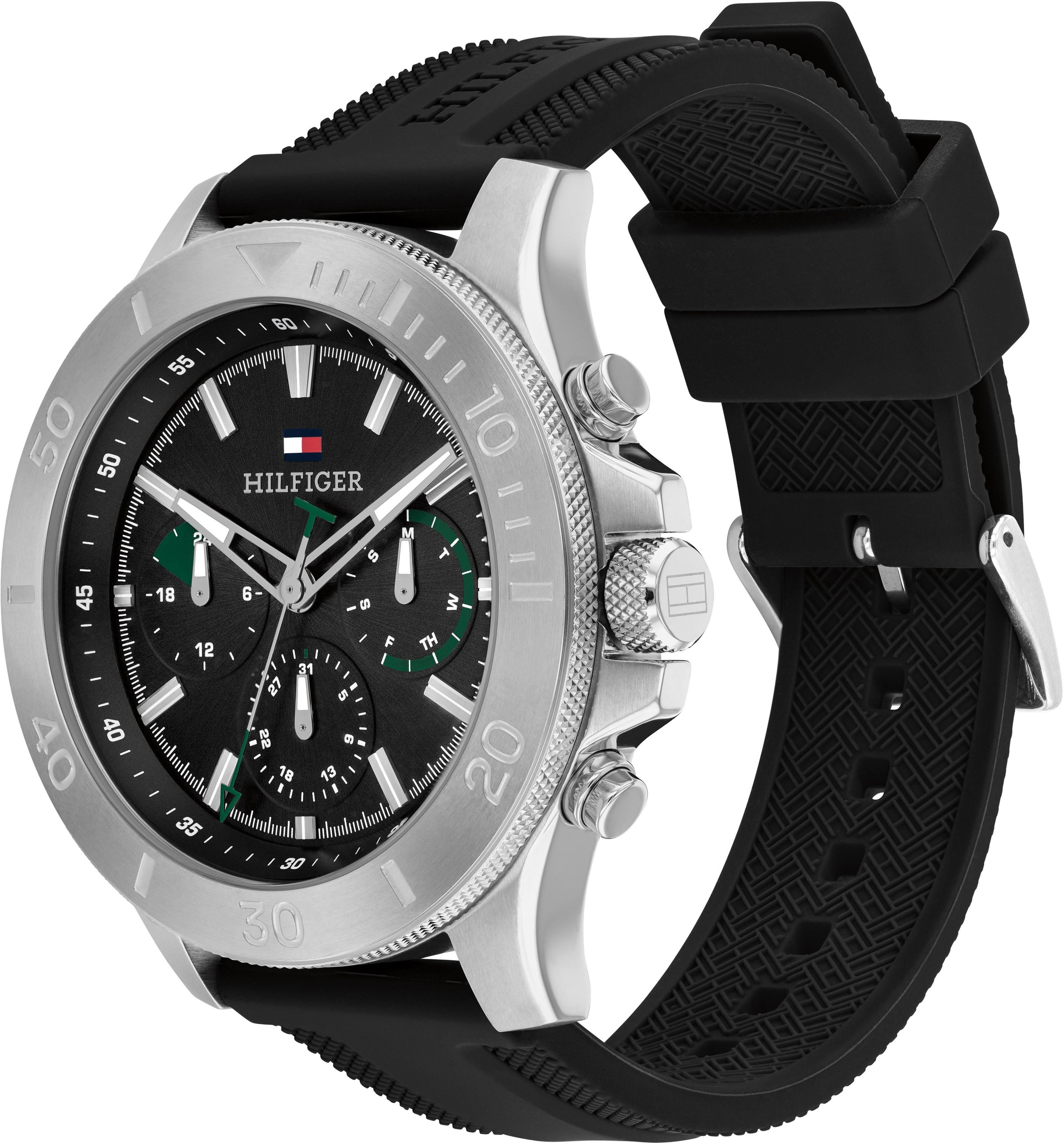 Tommy Hilfiger Multifunktionsuhr »BRYAN«, Quarzuhr, Armbanduhr, Herrenuhr, Datum, Silikonarmband
