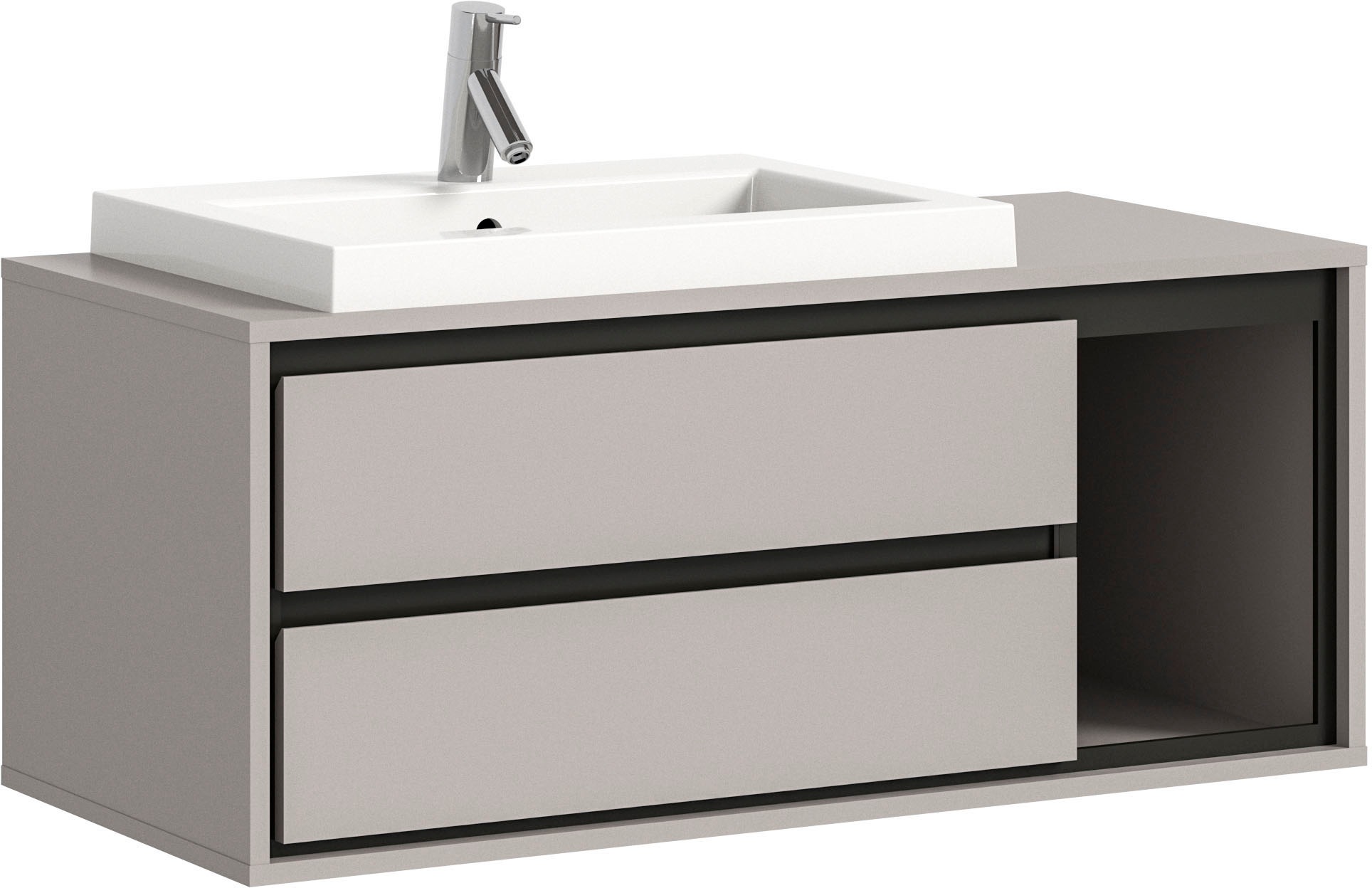 Thumbnail - INOSIGN Waschbeckenschrank "Skygge, Breite 100 cm, inkl. Mineralguss-Waschbecken, 2 Schubkästen", (2 St.), Hängeschrank,...