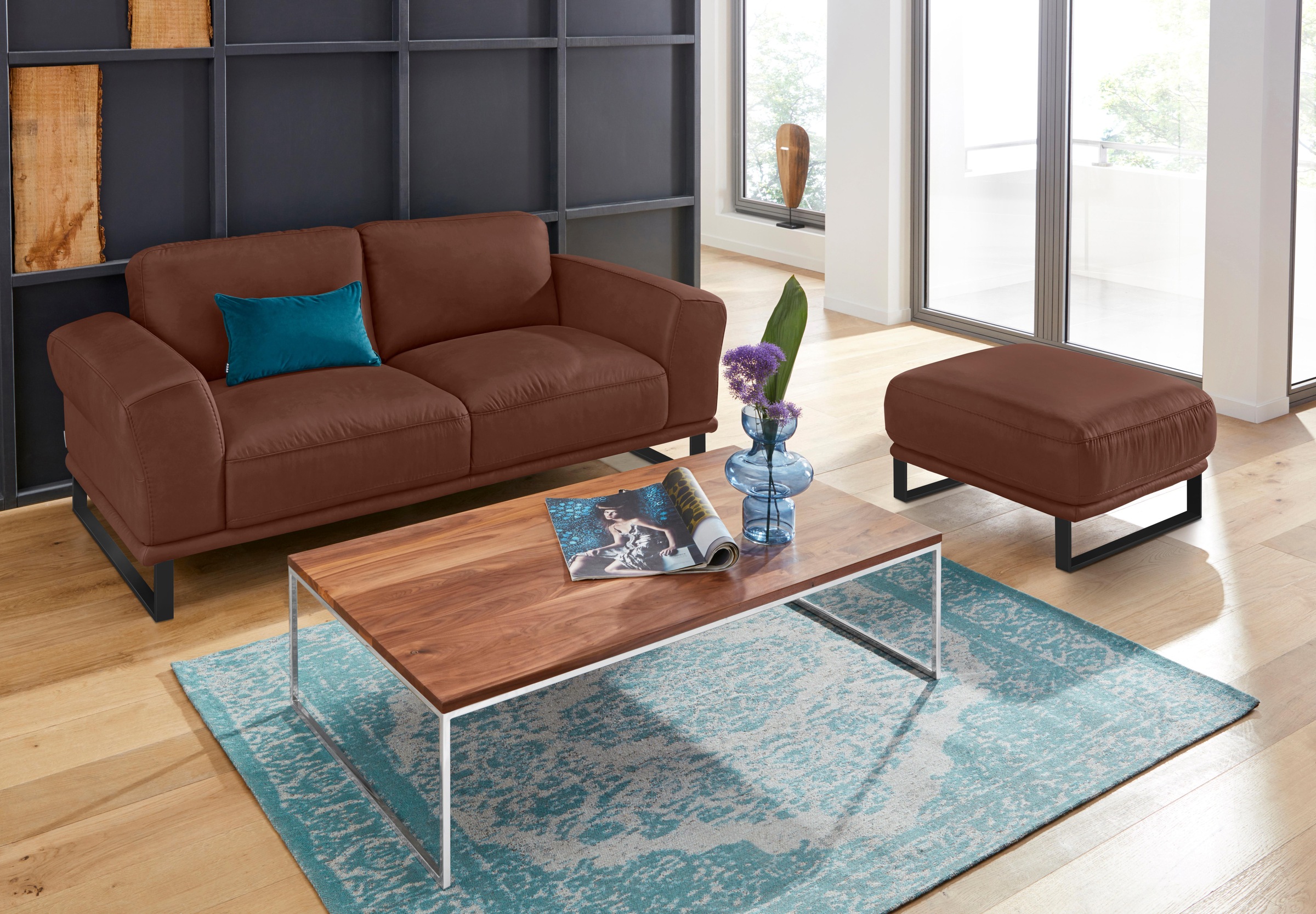 W.SCHILLIG Hocker »montanaa«, mit Metallkufen in Schwarz pulverbeschichtet, Breite 71 cm