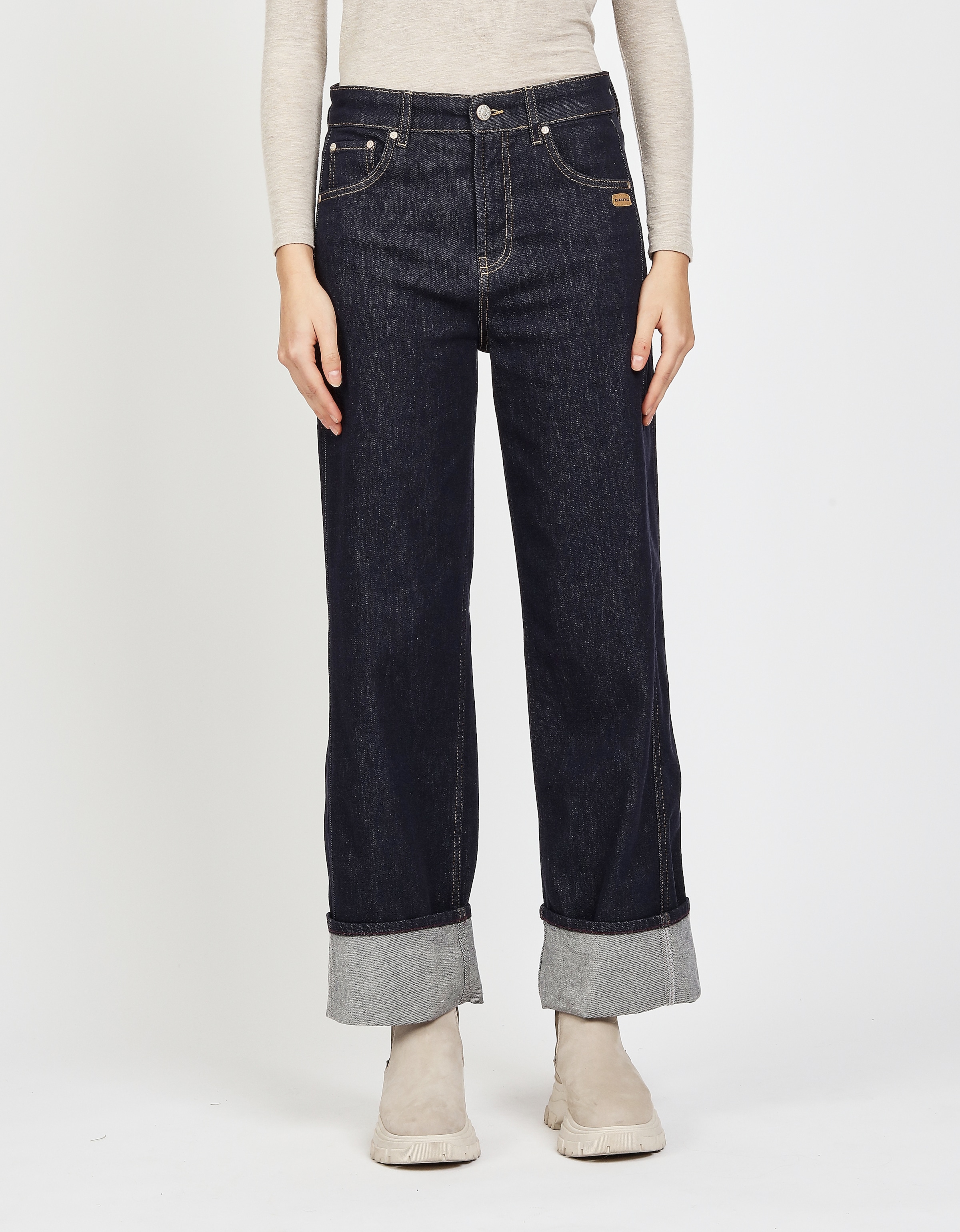 GANG Straight-Jeans "94BLAKE STRAIGHT", hoher Bund, Umschlag am Saum günstig online kaufen