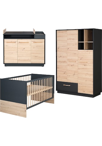 Babyzimmer-Komplettset »Lenn«, (Set, Babybett 70x140 cm, Wickelkommode, Kleiderschrank)