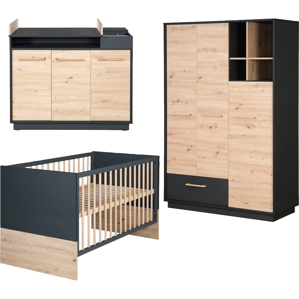 roba® Babyzimmer-Komplettset »Lenn«, (Set, Babybett 70x140 cm, Wickelkommode, Kleiderschrank)