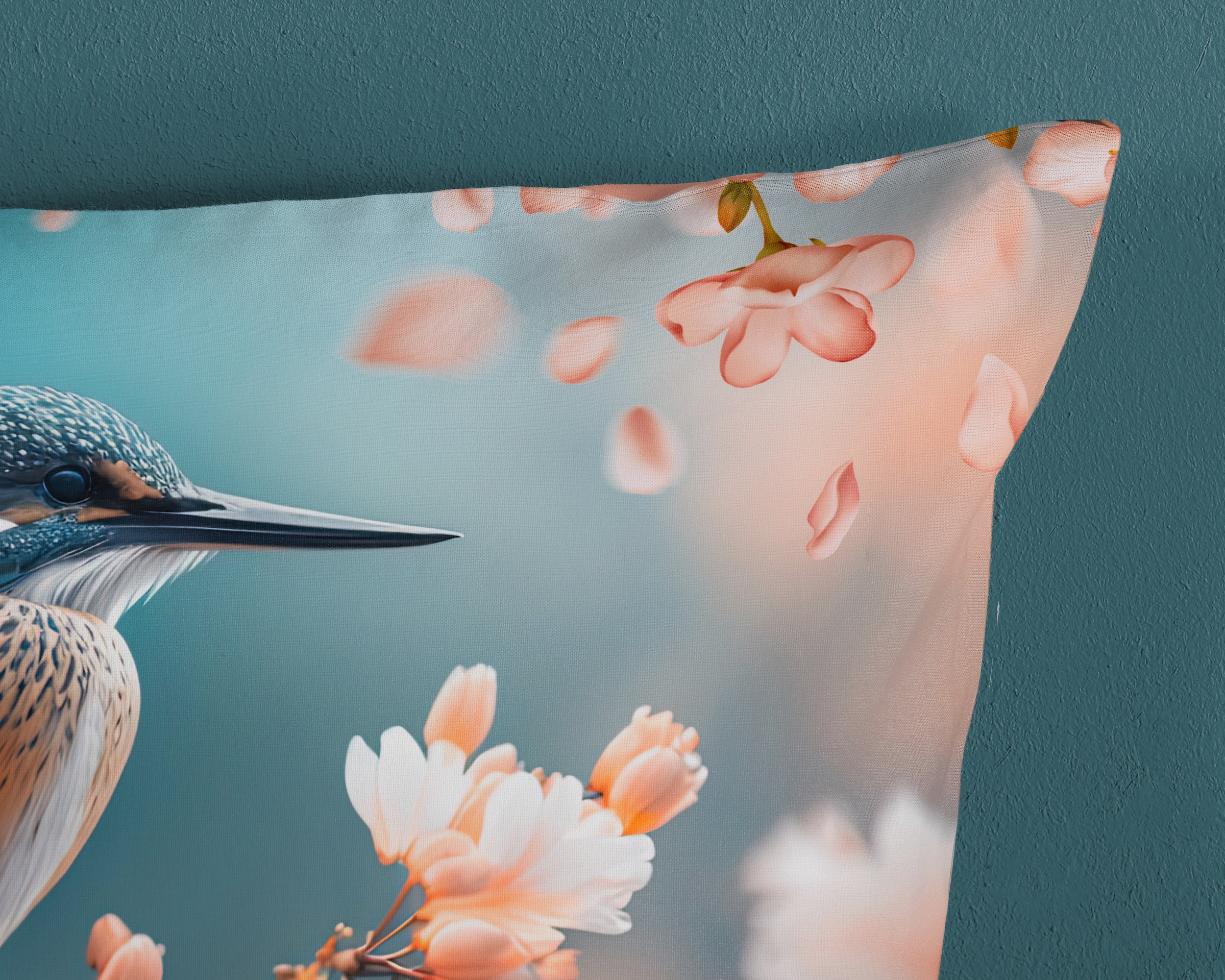 good morning Wendebettwäsche »Monti«, 100% Baumwolle, Renforcé, Reißverschluss, Wendeoptik, Blumen, Eisvogel