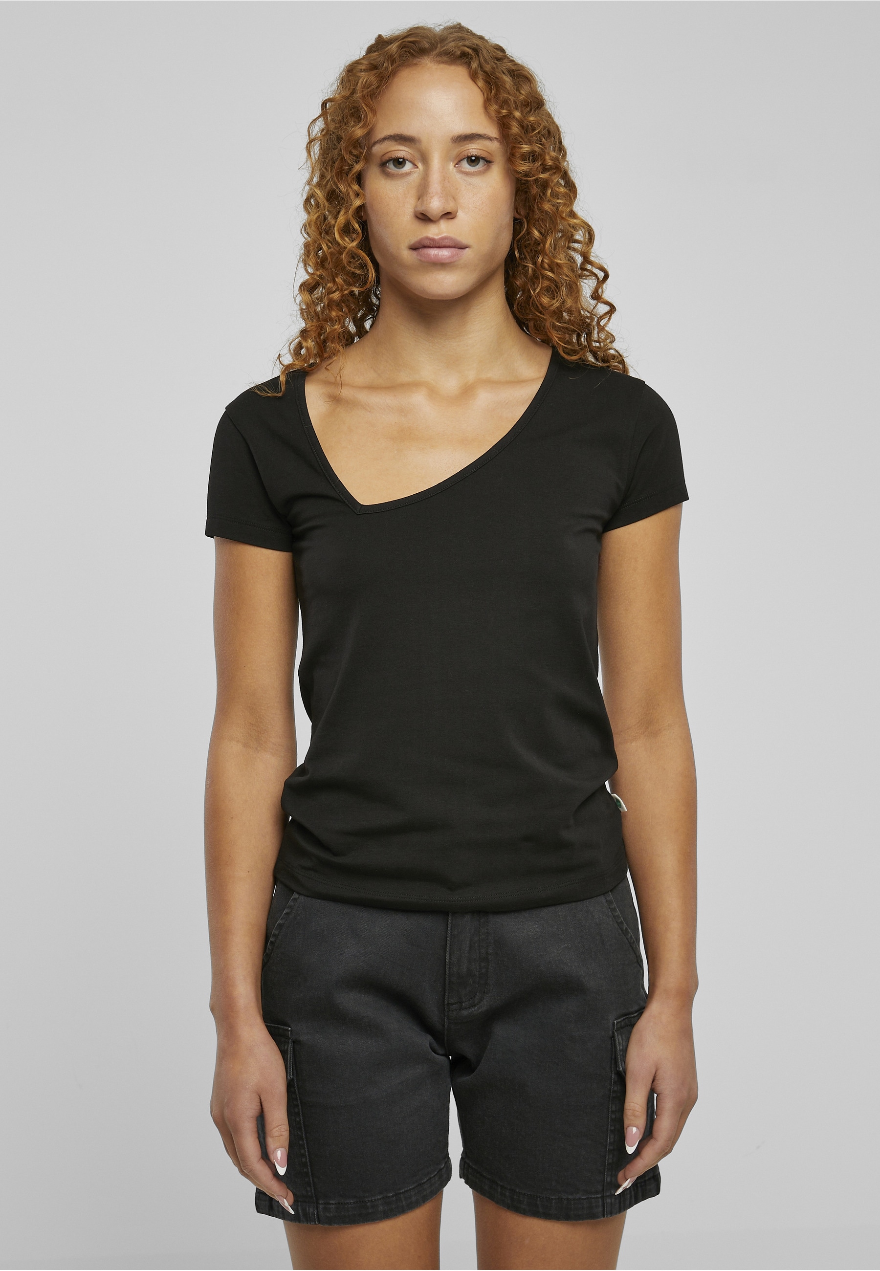 URBAN CLASSICS T-Shirt »Urban Classics Damen Ladies Organic Asymmetric Neckline Tee« 1 Stk.