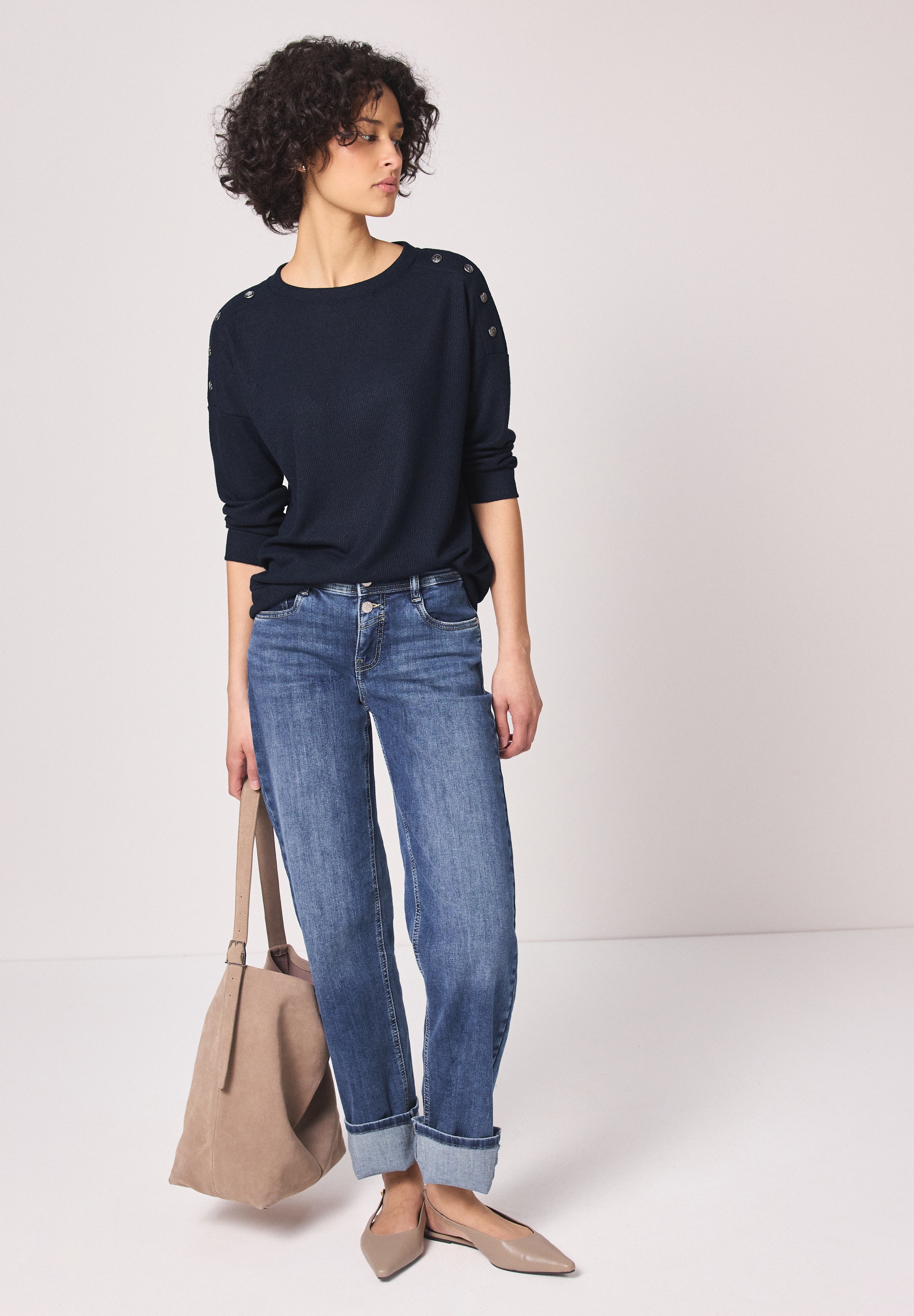 STREET ONE 3/4-Arm-Shirt mit U-Boot-Ausschnitt