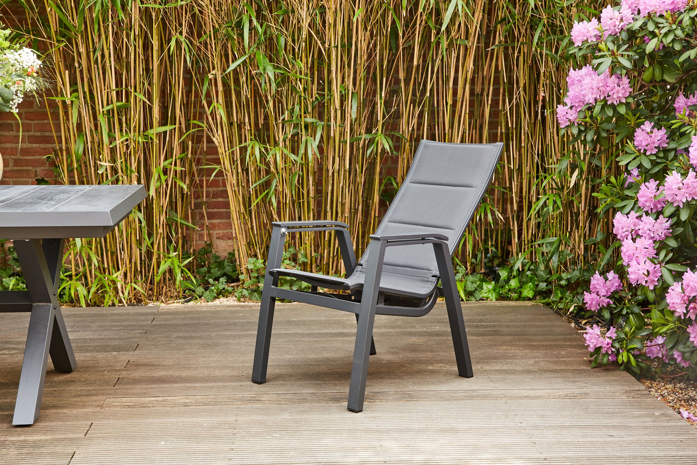 Siena Garden Gartensessel »MILANO Relax Move Sessel« Gestell aus Aluminium matt anthrazit, Bezug padded dunkelgrau