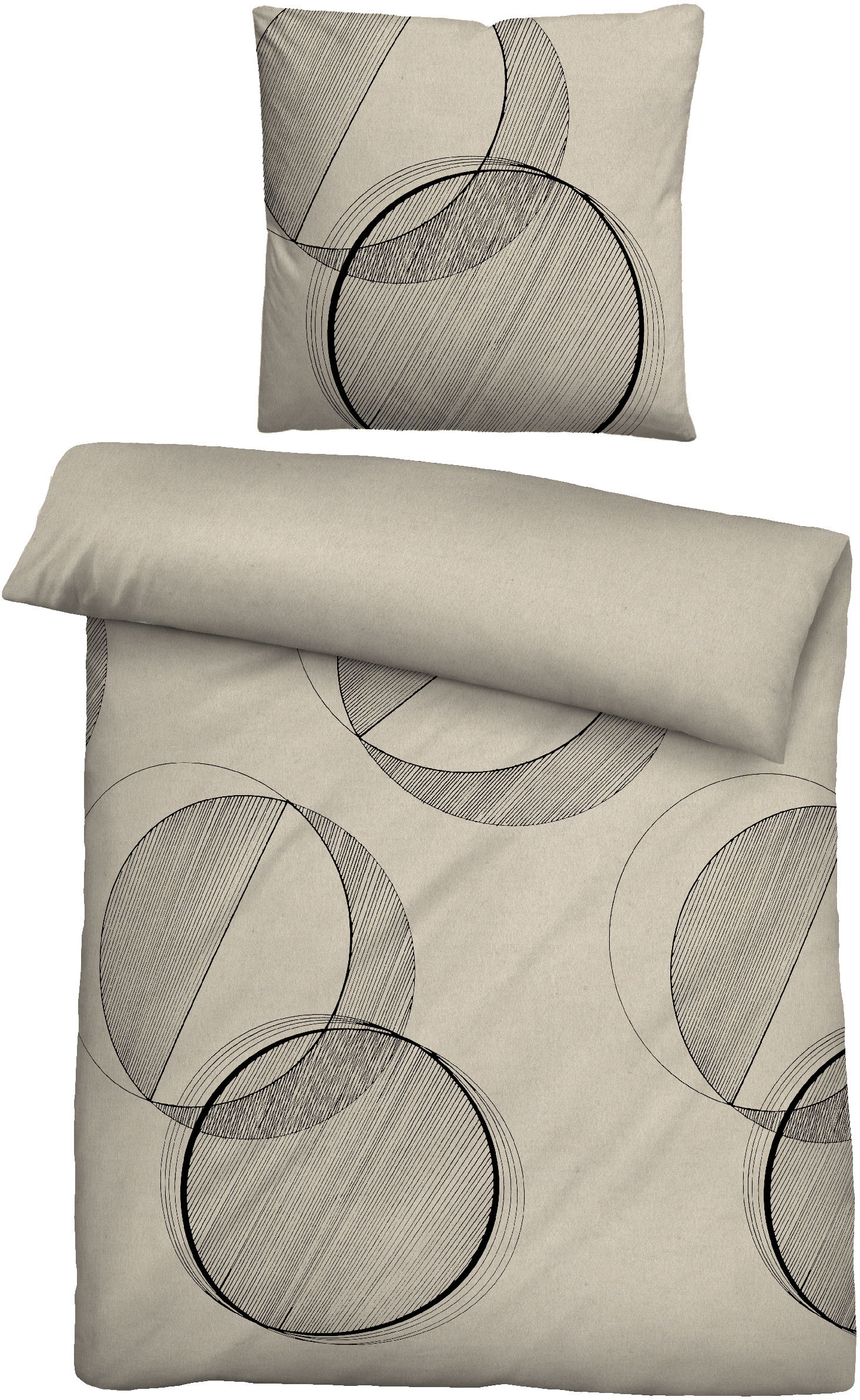 Biberna Bettwäsche "Circle" 2 Stk. kuschelig warm, weich, Melange, 100% Baumwolle, made in Germany