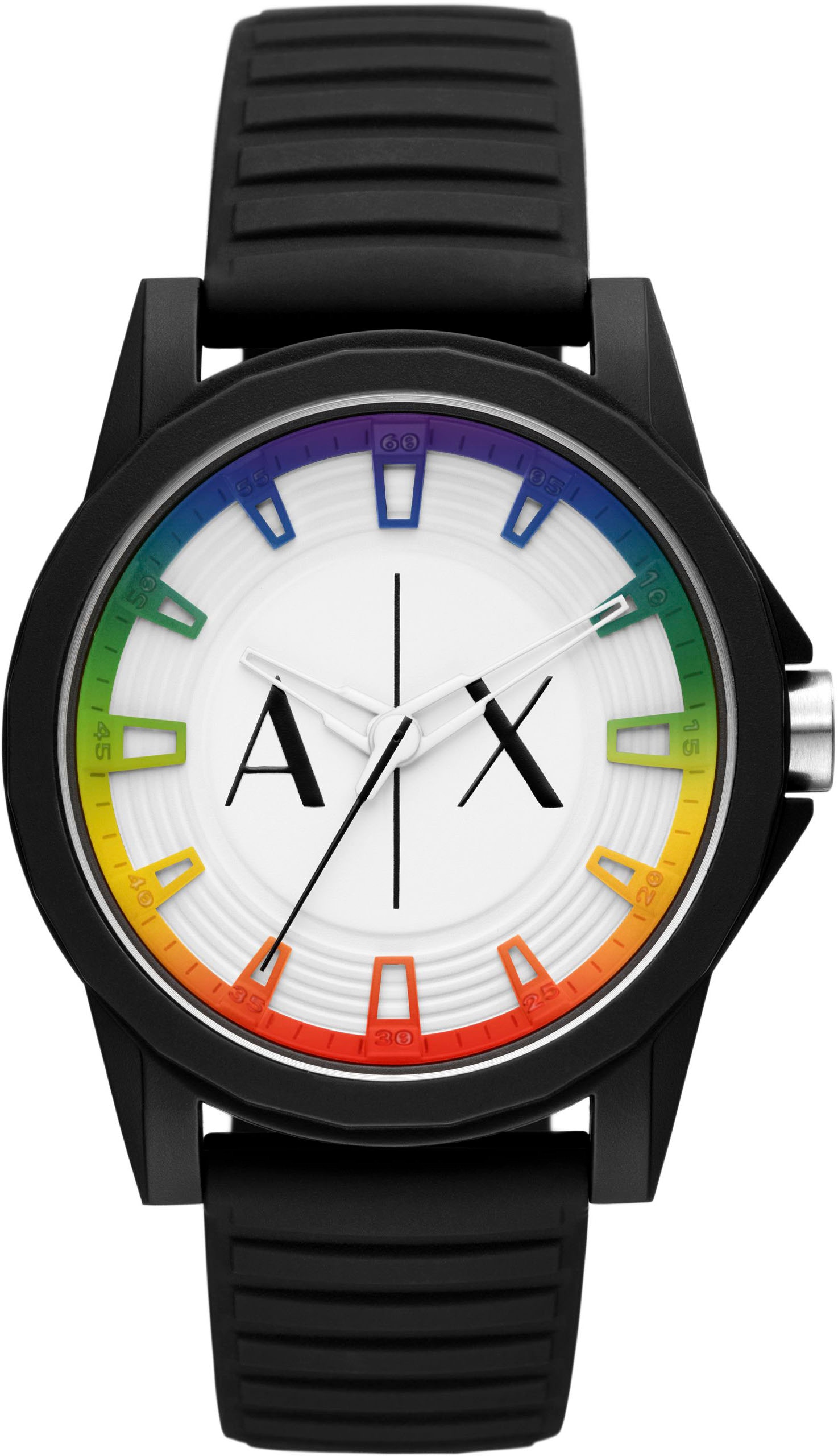 Quarzuhr »AX2531«, Armbanduhr, Herrenuhr, analog, Silikonarmband, Regenbogen