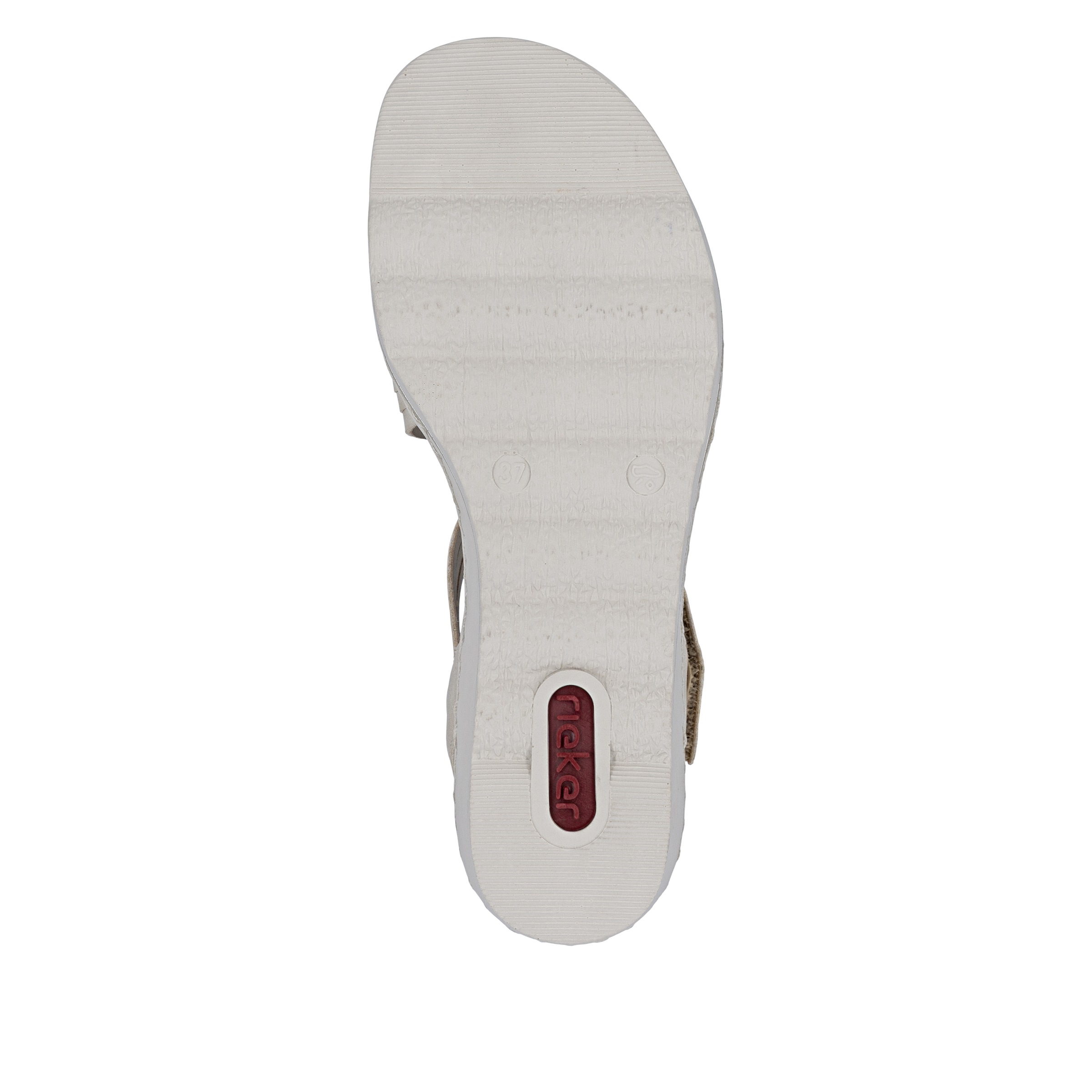 Keilsandalette RIEKER, Damen, Gr. 42, creme, Lederimitat, unifarben, Schuhe, Klettschuh, Sommerschuh, Urlaubsschuh mit asymmetrischen Riemchen 3