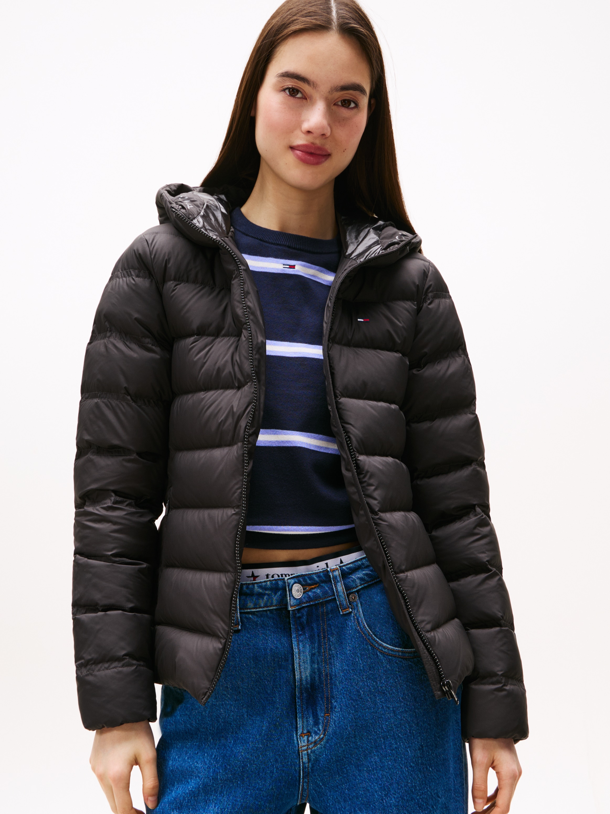 Tommy Jeans Steppjacke "TJW SLIM HOOD PRNT DOWN JCKT EXT", mit Kapuze günstig online kaufen