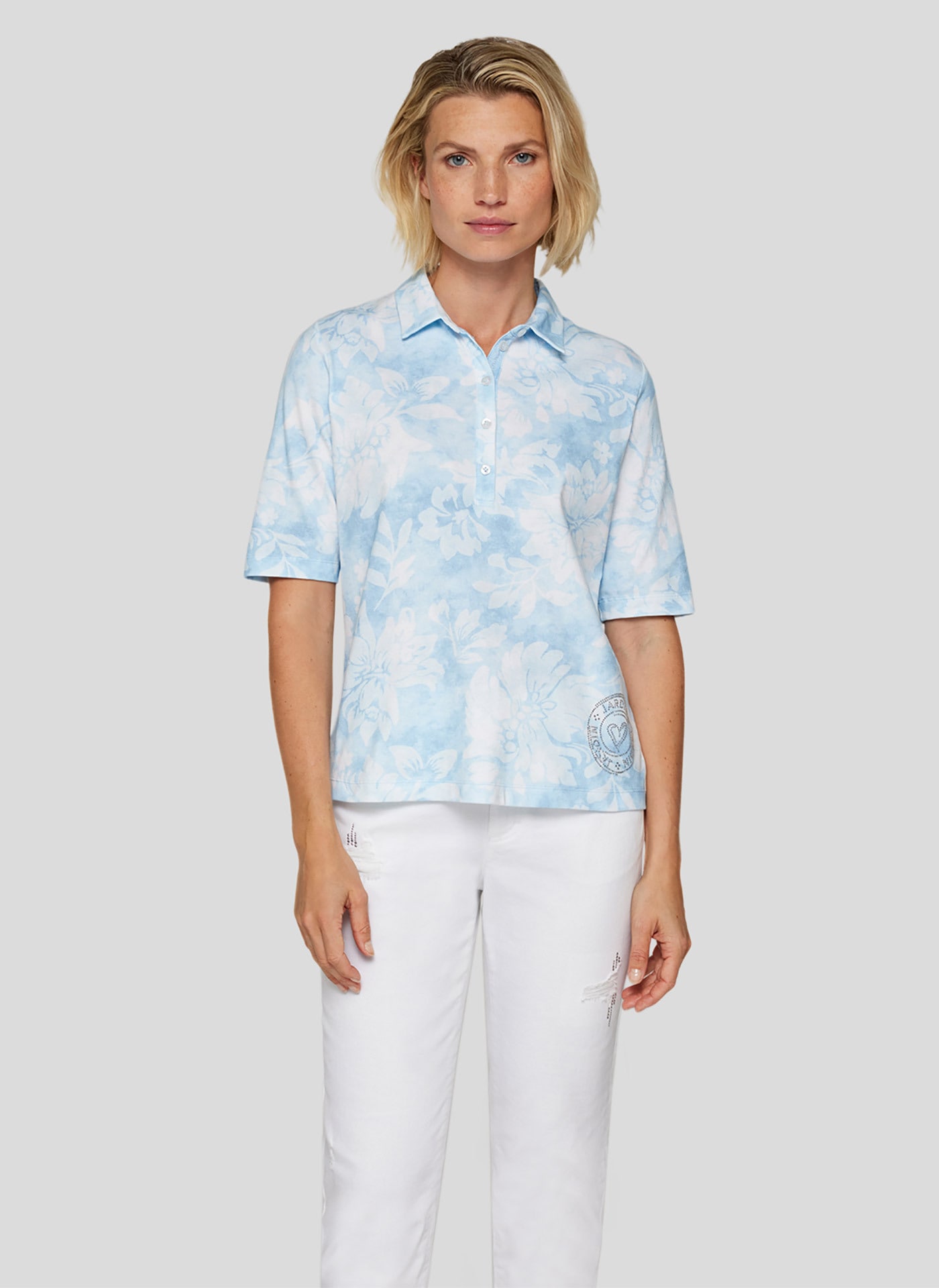 Rabe Poloshirt mit floralem Muster günstig online kaufen