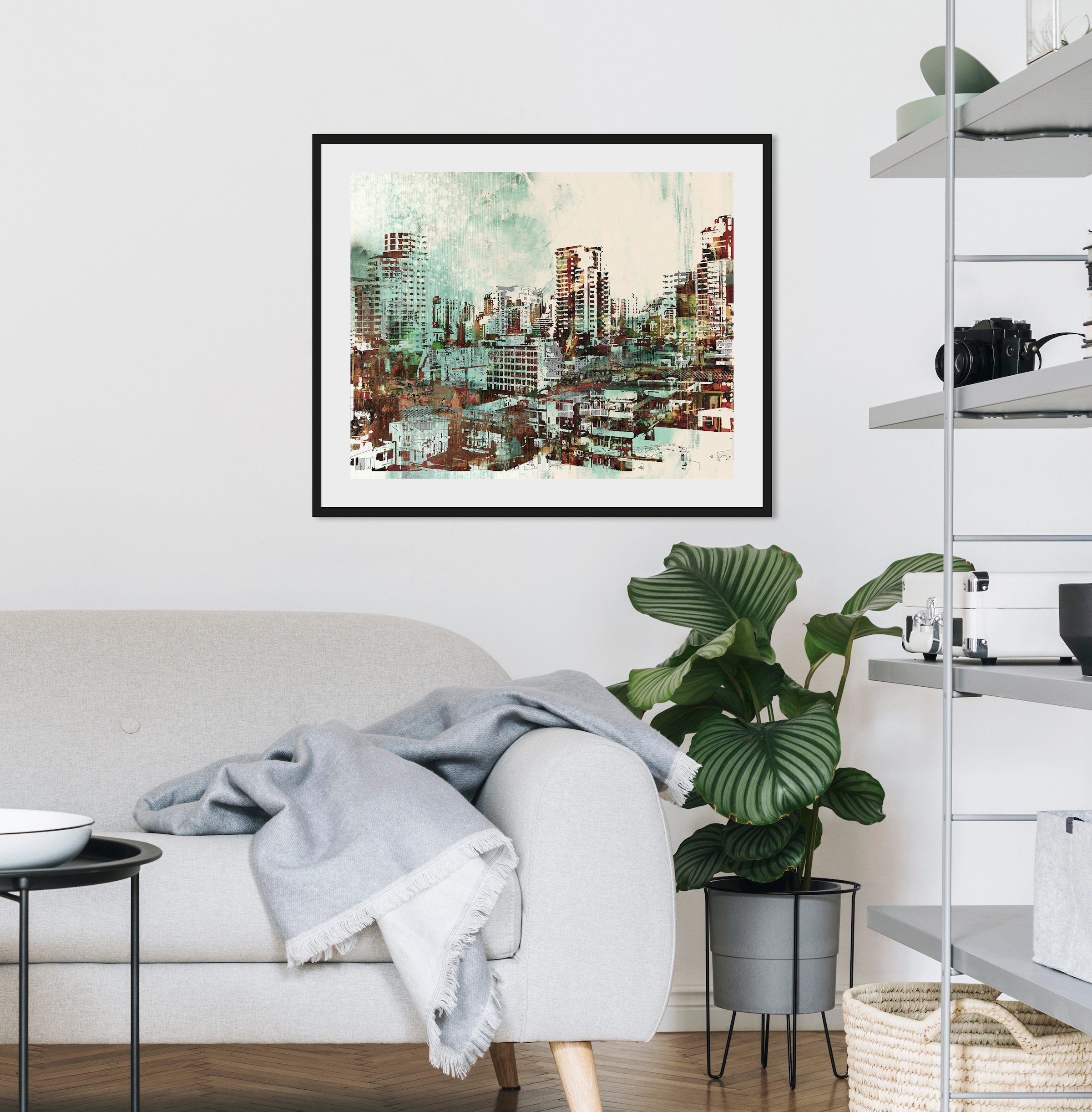 queence Bild »Derya«, Städte-Stadt-Gebäude-Kunst-Himmel, HD Premium Poster-Druck inkl. Holzrahmen