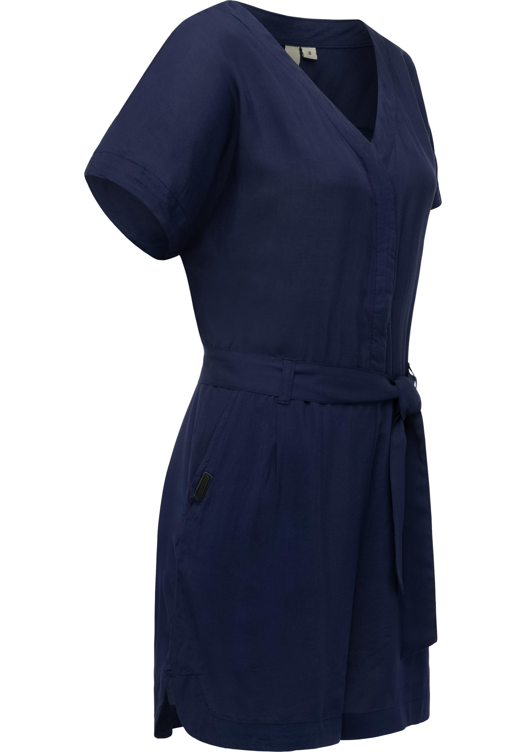 Ragwear Jumpsuit »Salwin Solid«, Kurzer Overall mit Taillen-Bindeband