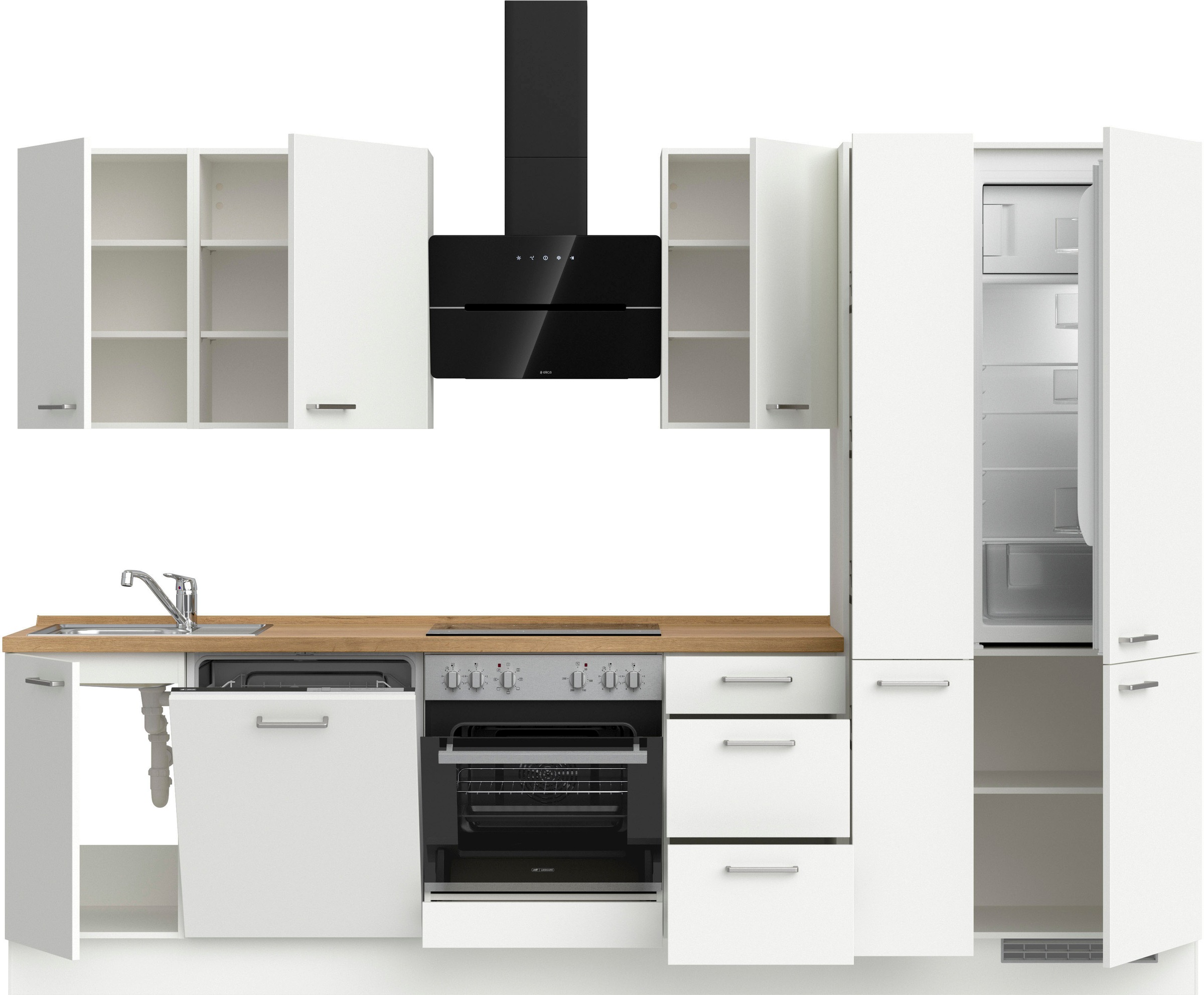 nobilia® Küchenzeile »"Touch II"«, vormontiert, Ausrichtung wählbar, Breite 300 cm, wahlw. mit E-Geräten