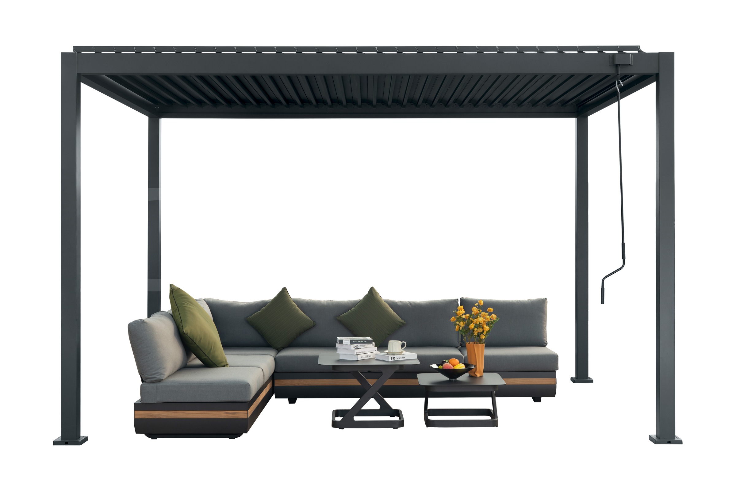 Pavillon KONIFERA "Pergola Lucida Premium", weiß, neutral, B/H/T: 288cm x 250cm x 288cm, Pavillons, Pergola aus hochwertigstem Material 100% Aluminium, Lamellendach 2