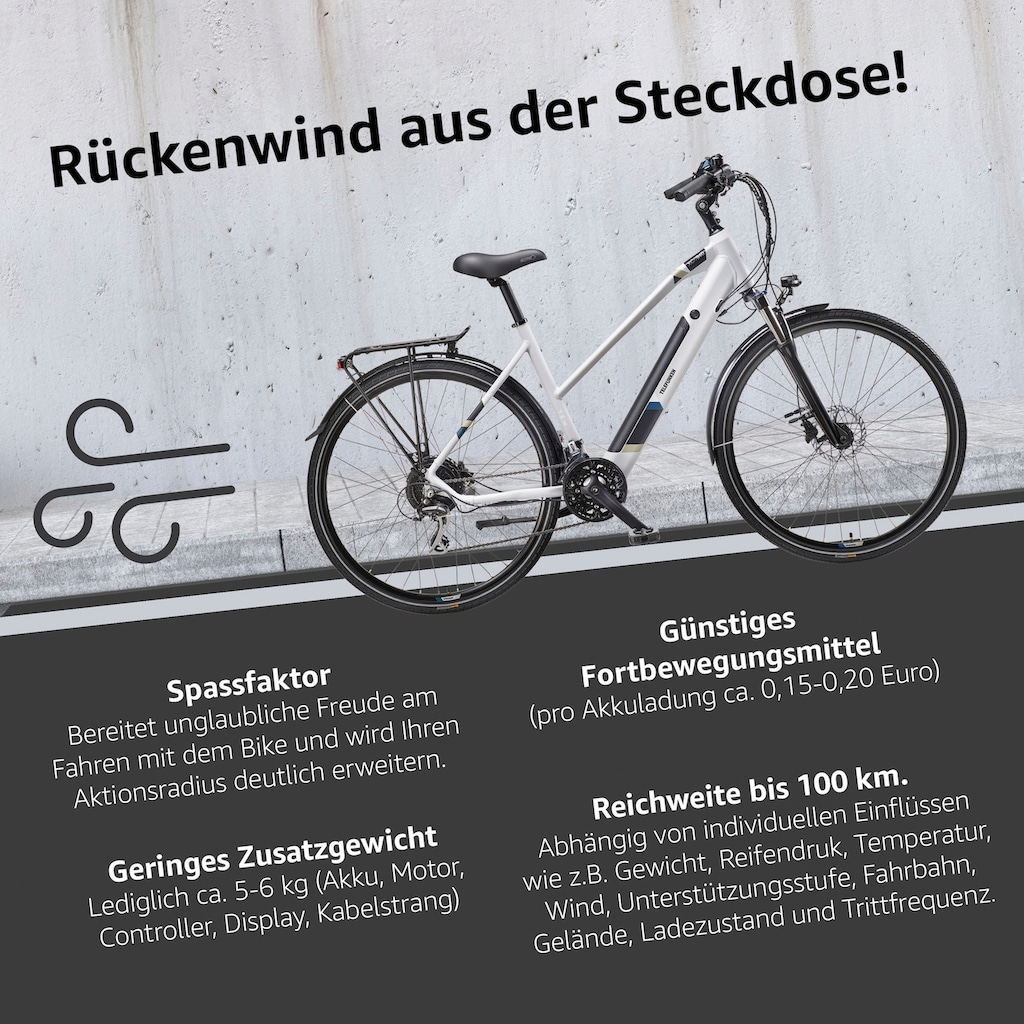 Telefunken E-Bike »Expedition XC940«, 24 Gang, Shimano, Acera, Heckmotor 250 W, (ca. 100 km Reichweite-hydraulische Scheibenbremsen-Straßenzulassung)