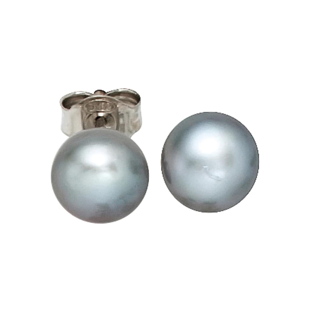 JOBO Perlenohrringe »Ohrstecker mit grauen Perlen 7 mm«, 925 Silber mit Süßwasser-Zuchtperlen