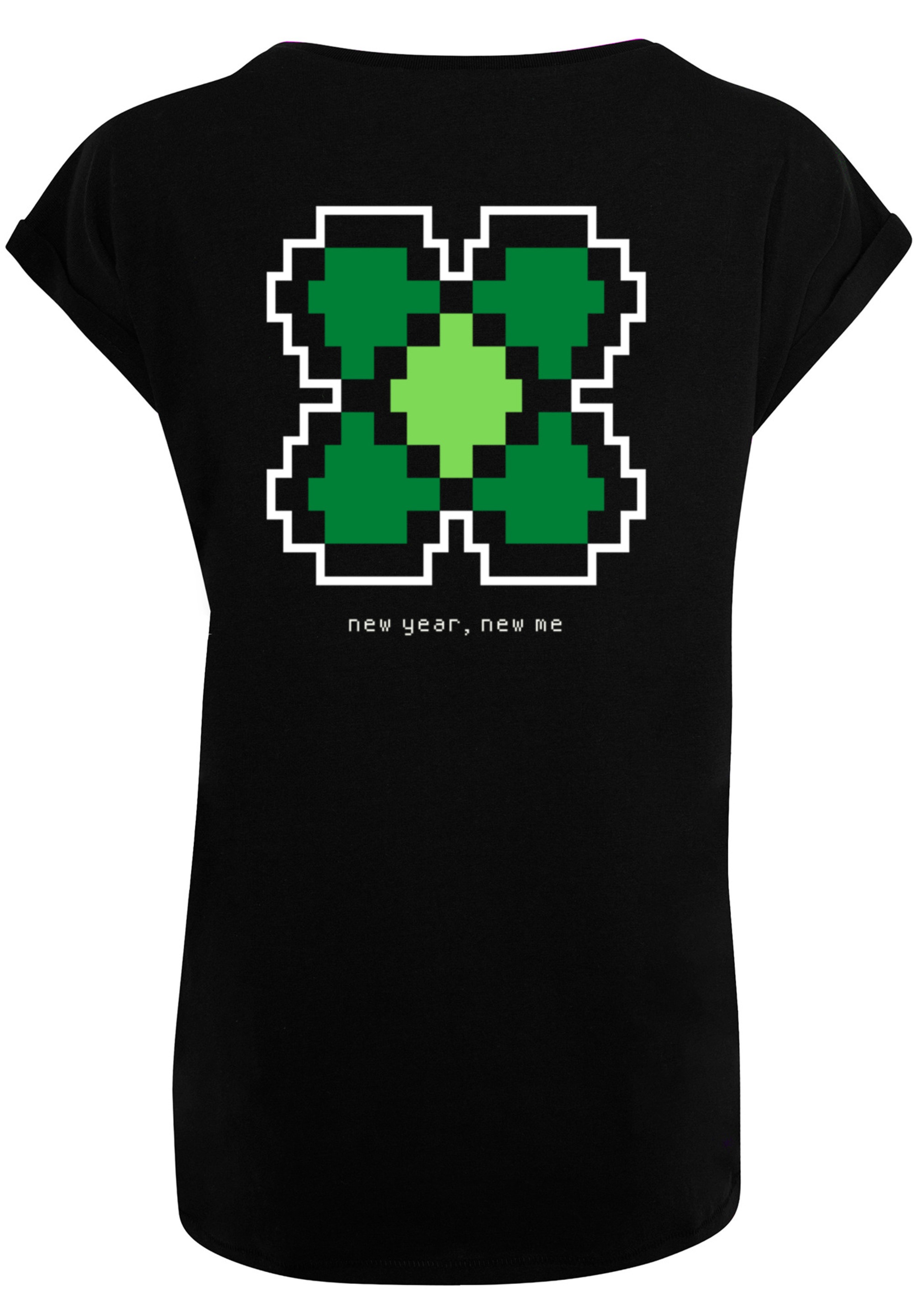 F4NT4STIC T-Shirt »Silvester Happy New Year Pixel Kleeblatt«, Print