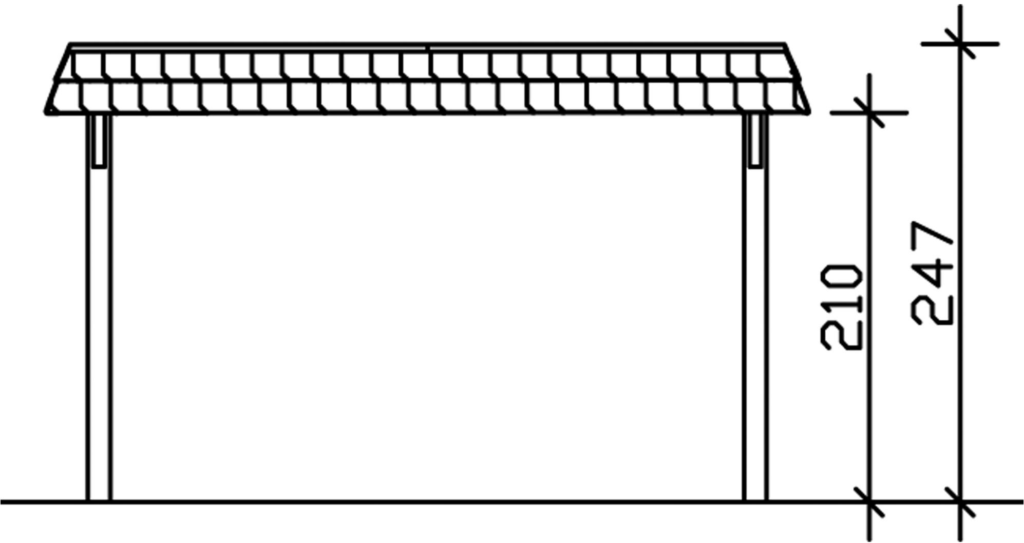 Skanholz Einzelcarport »Wendland«, Leimholz-Fichte, 341 cm, Nussbaum, mit Aluminiumdach, rote Blende