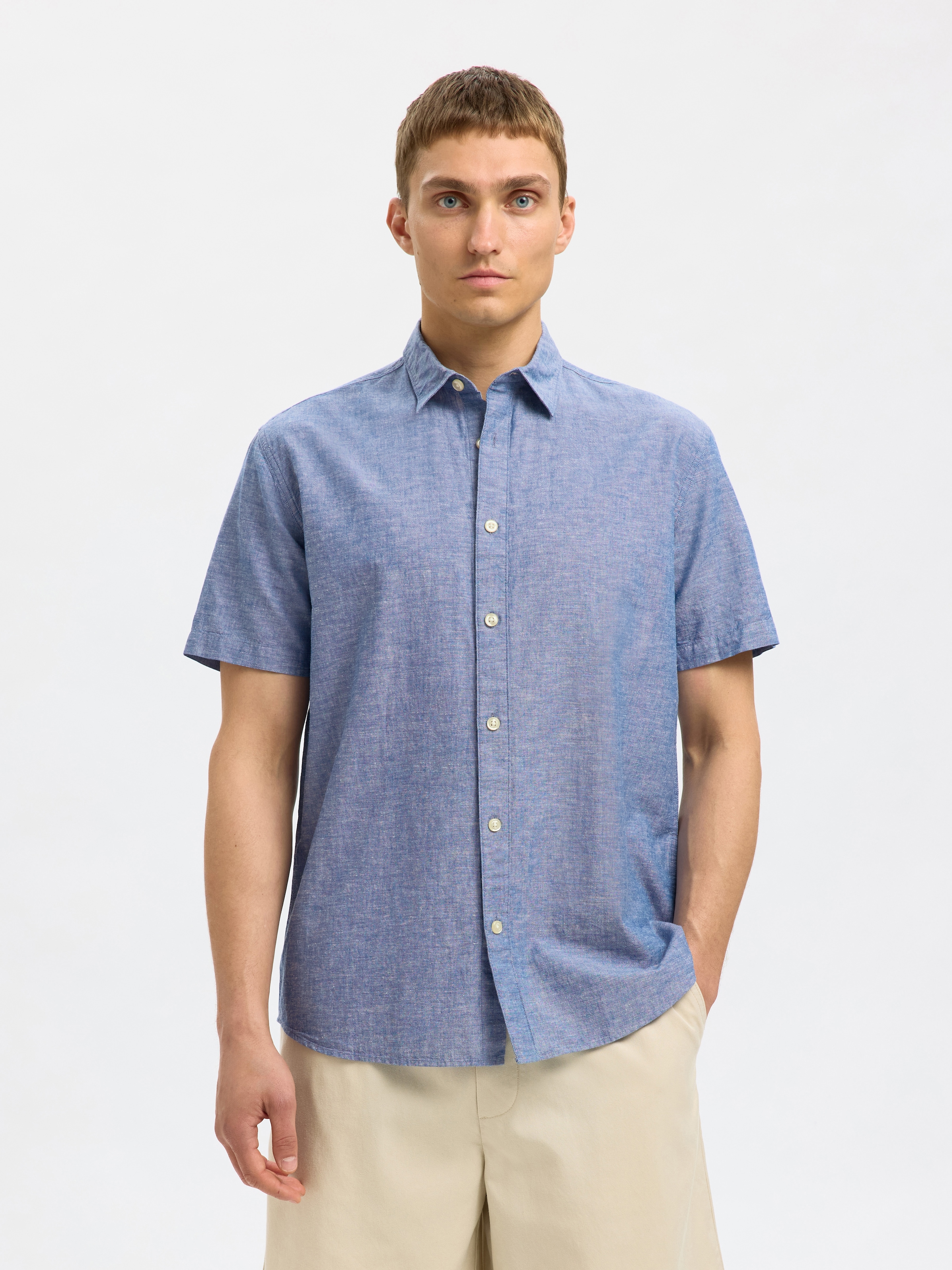 SELECTED HOMME Kurzarmhemd "SLHREG-SUN SHIRT SS NOOS", mit Leinen günstig online kaufen