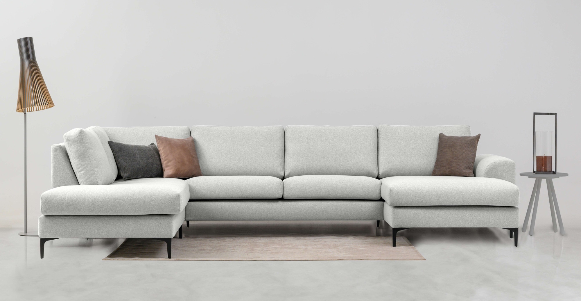 OTTO home Wohnlandschaft "Henry, U-Form, Breite 363 cm" mit Metallbeinen, Wellenunterfederung, wasserabweisender Stoff