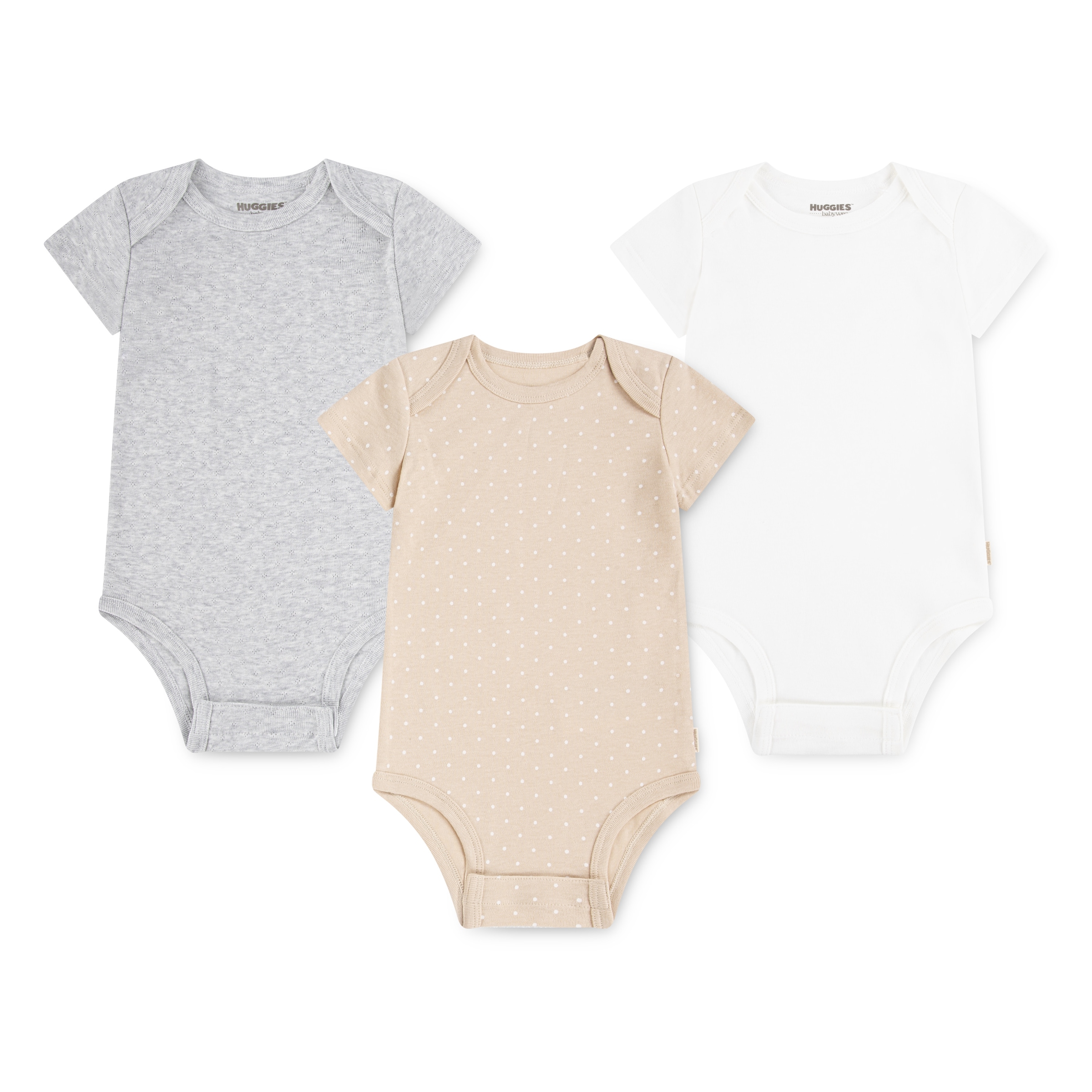 Jungen Body "HUGB 3PK BODYSUIT"huggies cloud grau htr, Basic, Gr. 5, HUGGIES BABYWEAR, Jersey, Obermaterial: 100% Baumwolle, Bodys, aus Baumwolle