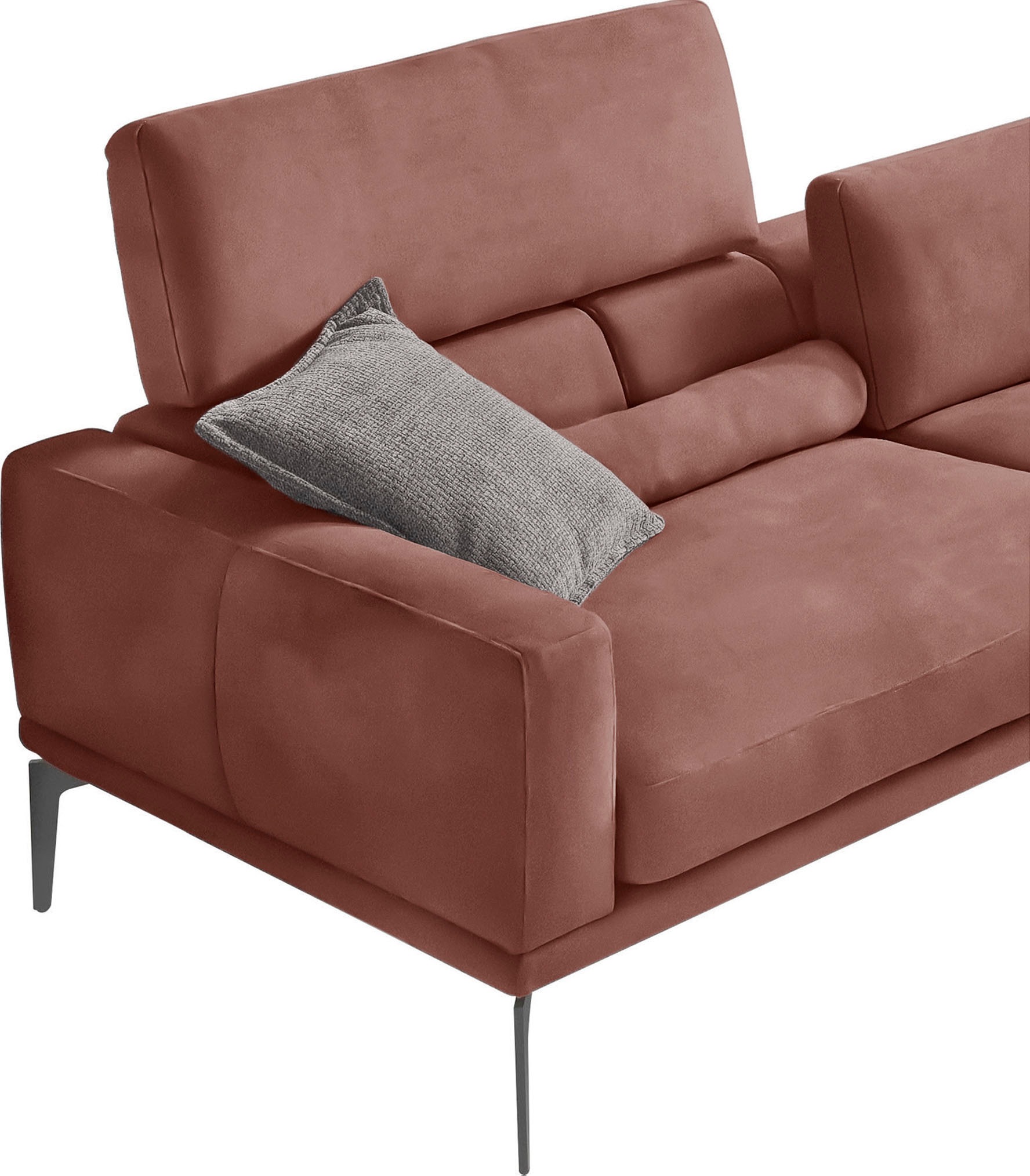 Egoitaliano Ecksofa »Masu, Design trifft sensationellen Sitzkomfort«, inkl. 2 Kissenrollen, Rückenelemente manuell verstellbar, Metallfüße