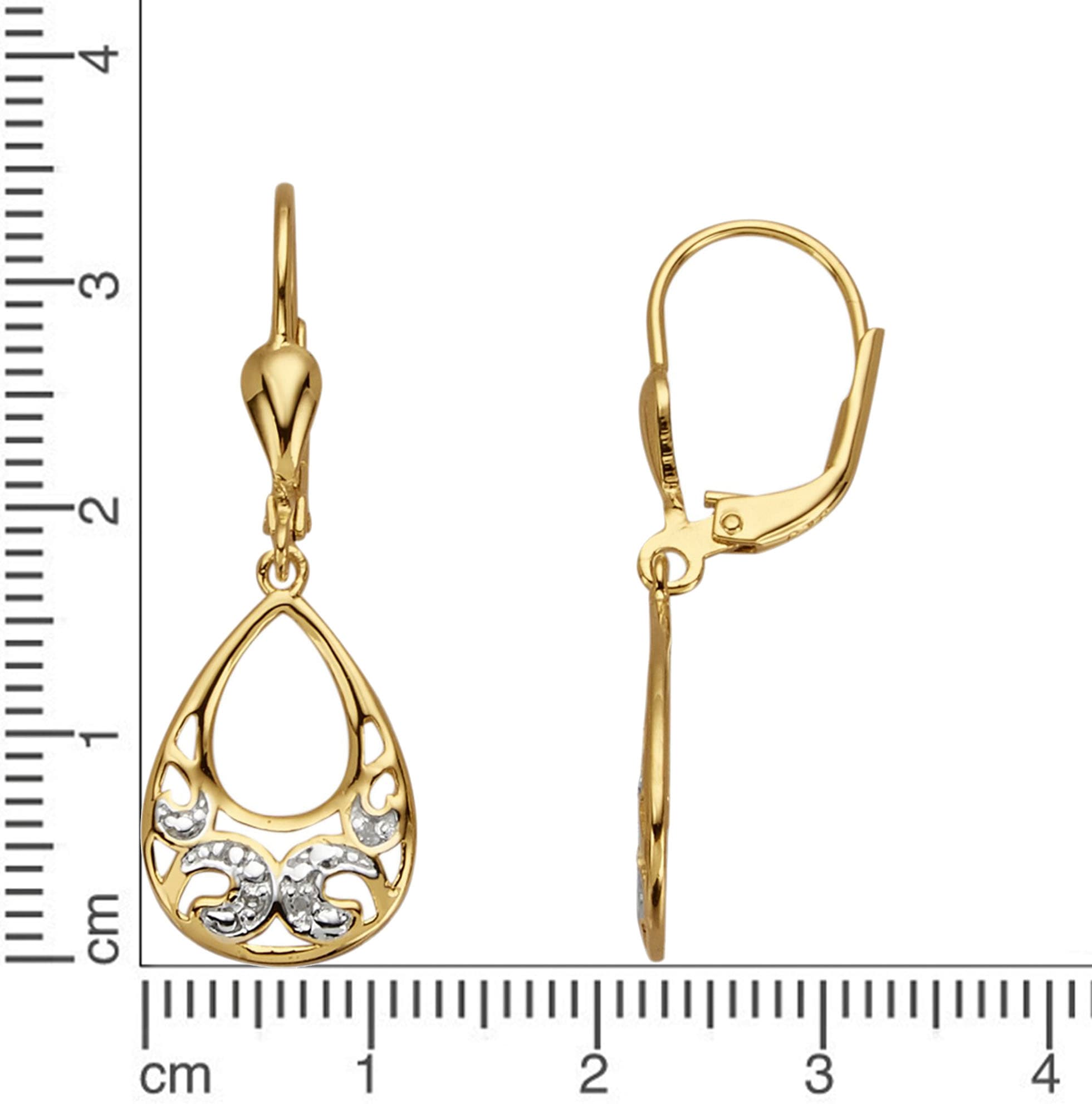 Firetti Paar Ohrhänger »Schmuck Geschenk Silber 925 Ohrschmuck Ohrringe Tropfen Bicolor«, mit Diamant