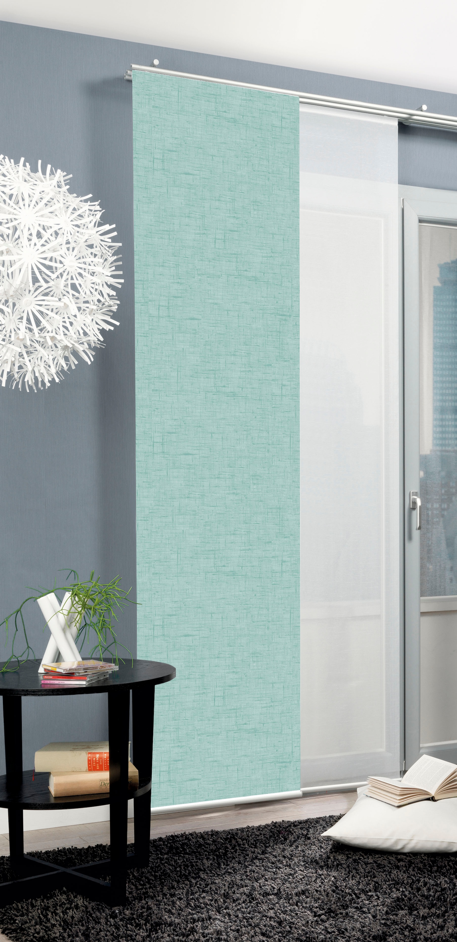 Schiebegardine HOME WOHNIDEEN, B:60cm H:245cm, grün, Polyester, Wohnzimmer, Gardinen, "PIVE", Schiebegardine PIVE digitalbedruckt