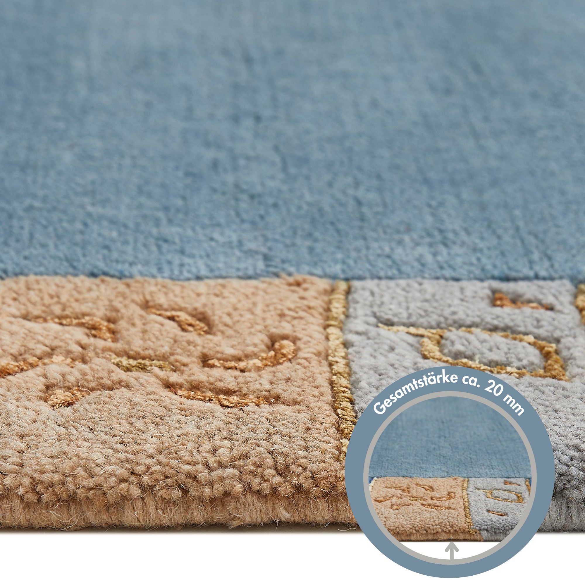Luxor Living India Wool Rug Blue 300x80cm 3
