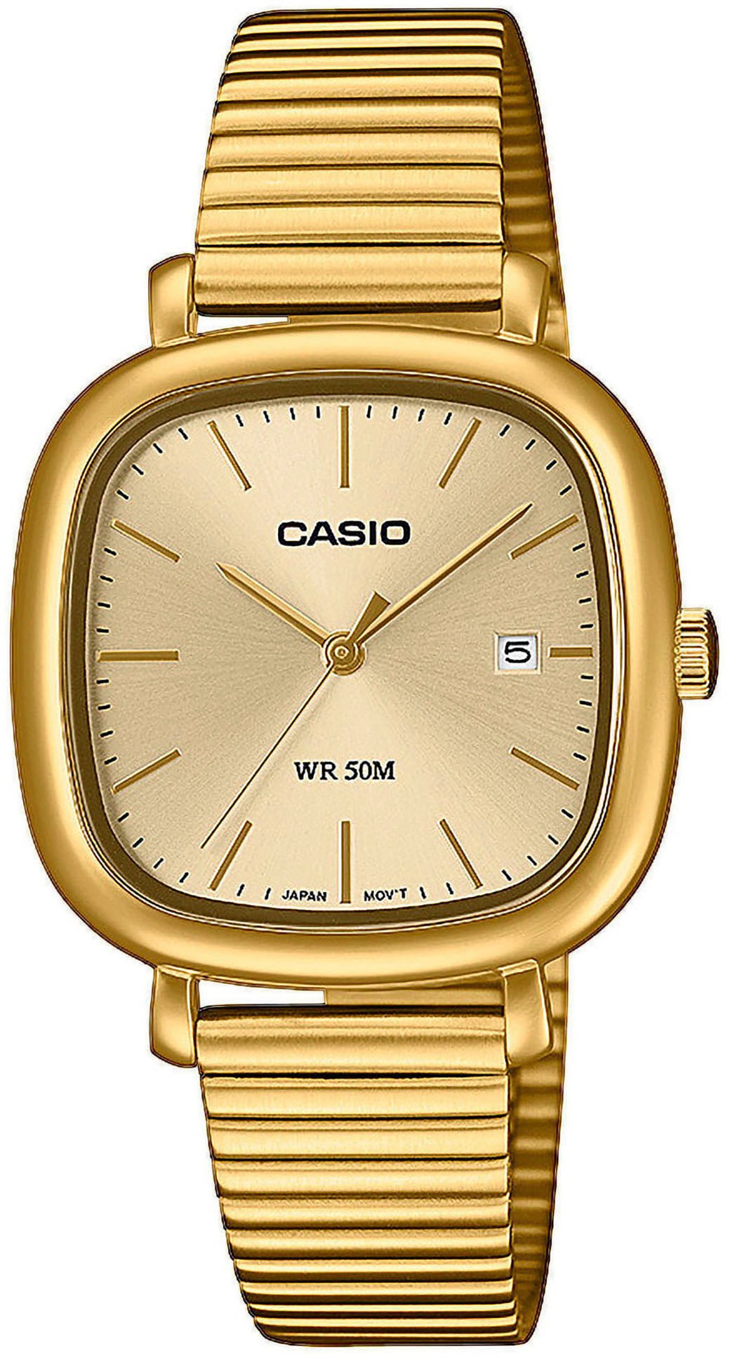 Damen Quarzuhr, gold, CASIO TIMELESS COLLECTION, Armbanduhren, Armbanduhr, Damenuhr, Herrenuhr, Edelstahlarmband, analog, Tag