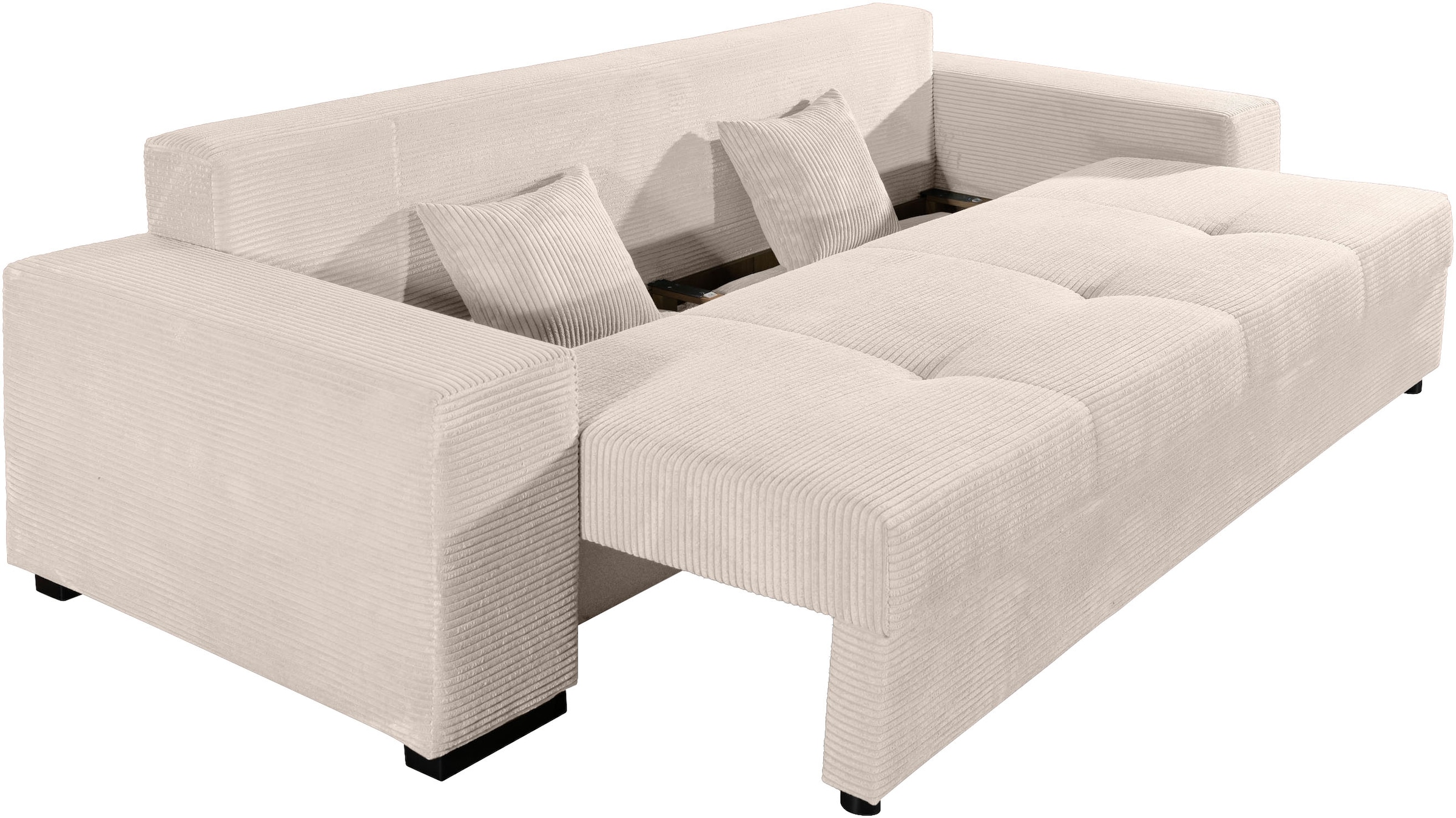 COLLECTION AB Schlafsofa »Kreta, B: 248 cm, Liegefl. 137x195 cm« Bettfunktion, Bettkasten & 2 Zierkissen, optional mit Topper