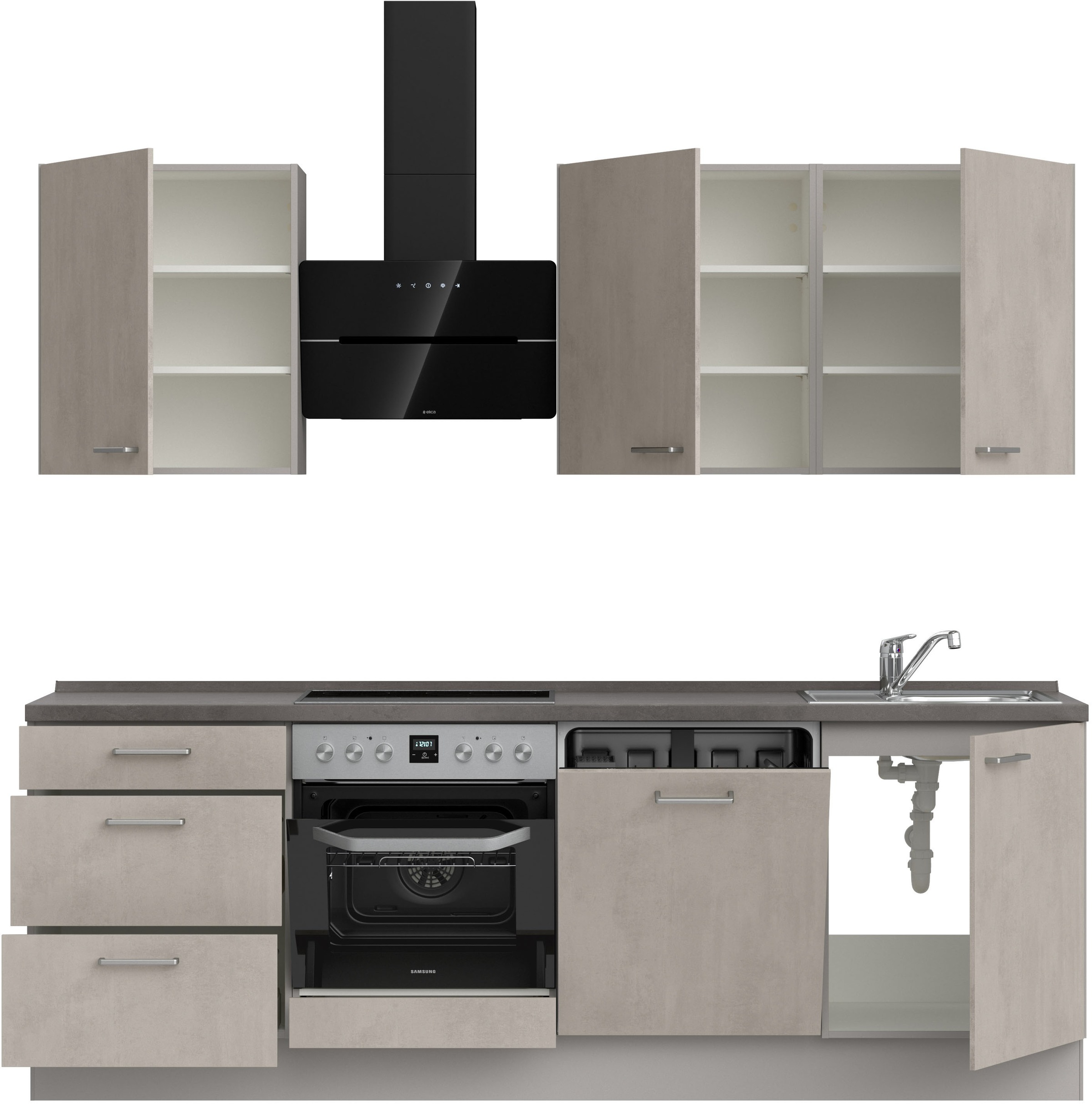 nobilia® Küchenzeile »"Riva II"«, vormontiert, Ausrichtung wählbar, Breite 240 cm, wahlw. mit E-Geräten
